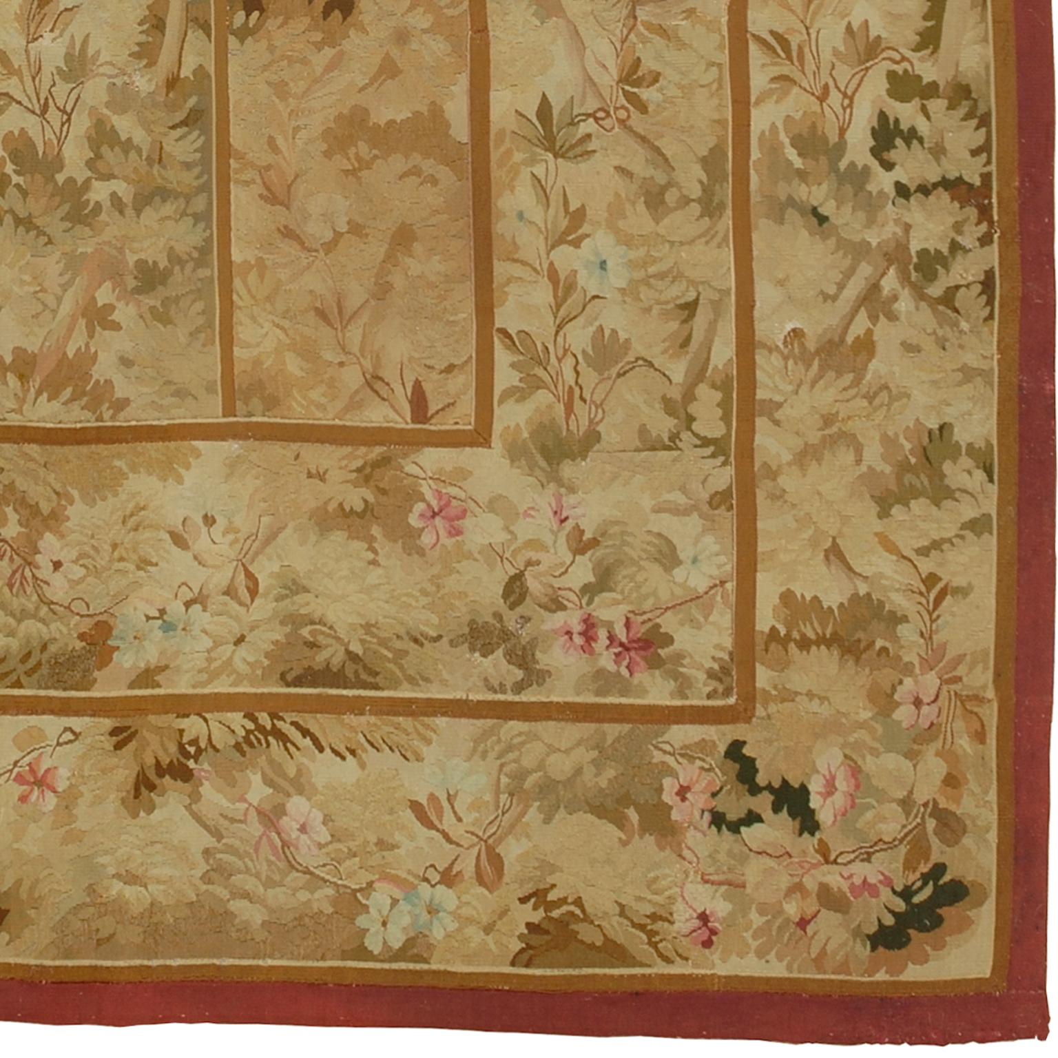 French Antique France Aubusson Rug For Sale