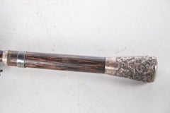 Antique France Black Silk Umbrella with France Silver Handle