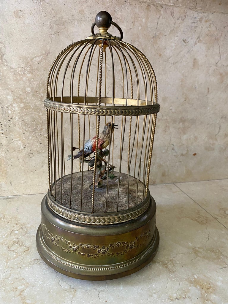 Antique France Brass Musical & Animated Birdcage 19th Century For Sale 5