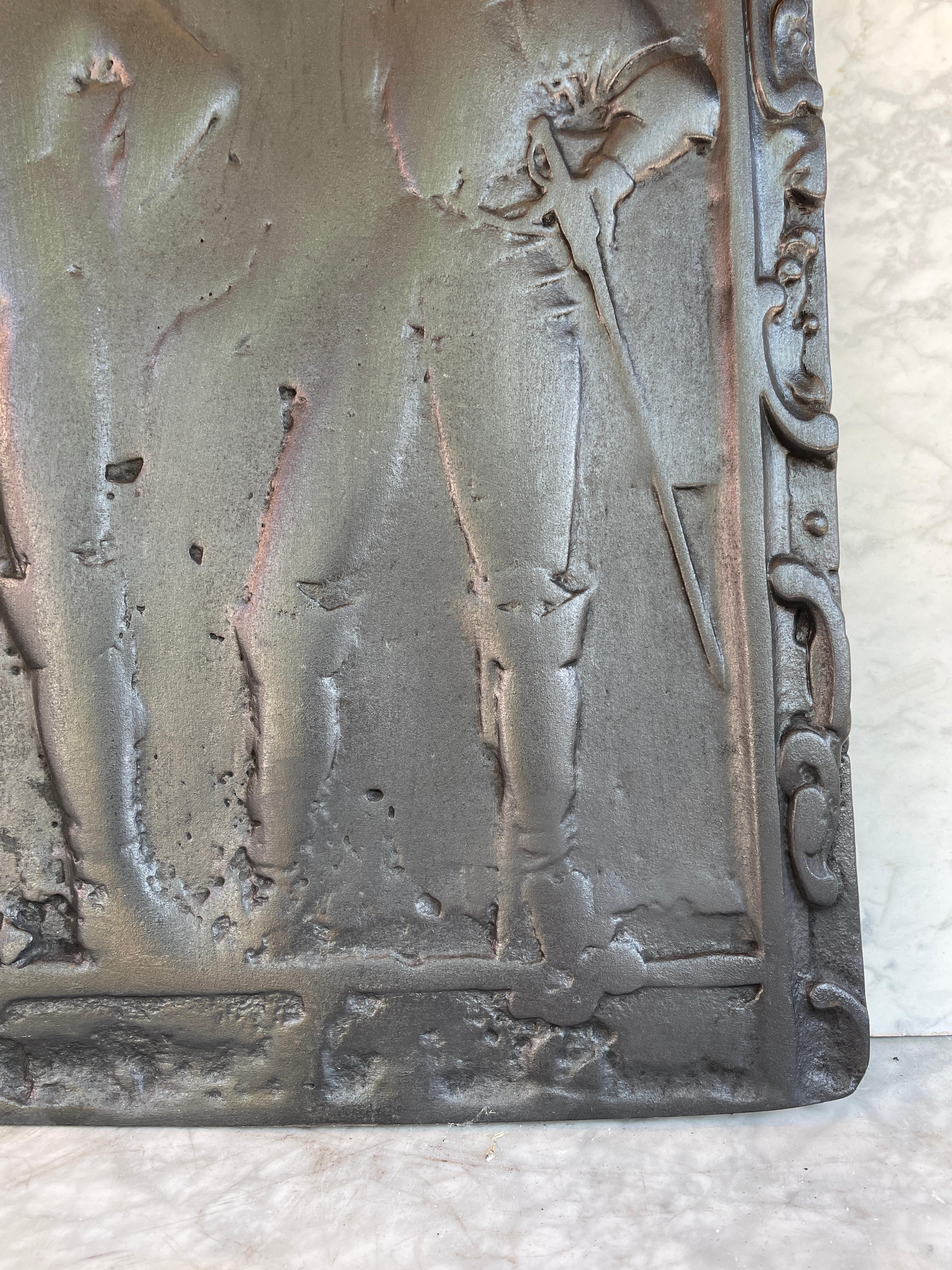 Antiker französischer gusseiserner Kaminschirm aus Frankreich  im Zustand „Gut“ im Angebot in Oostvoorne, NL