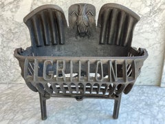 Antique France Cast Iron Fireplace Grate or Basket "Grillon"