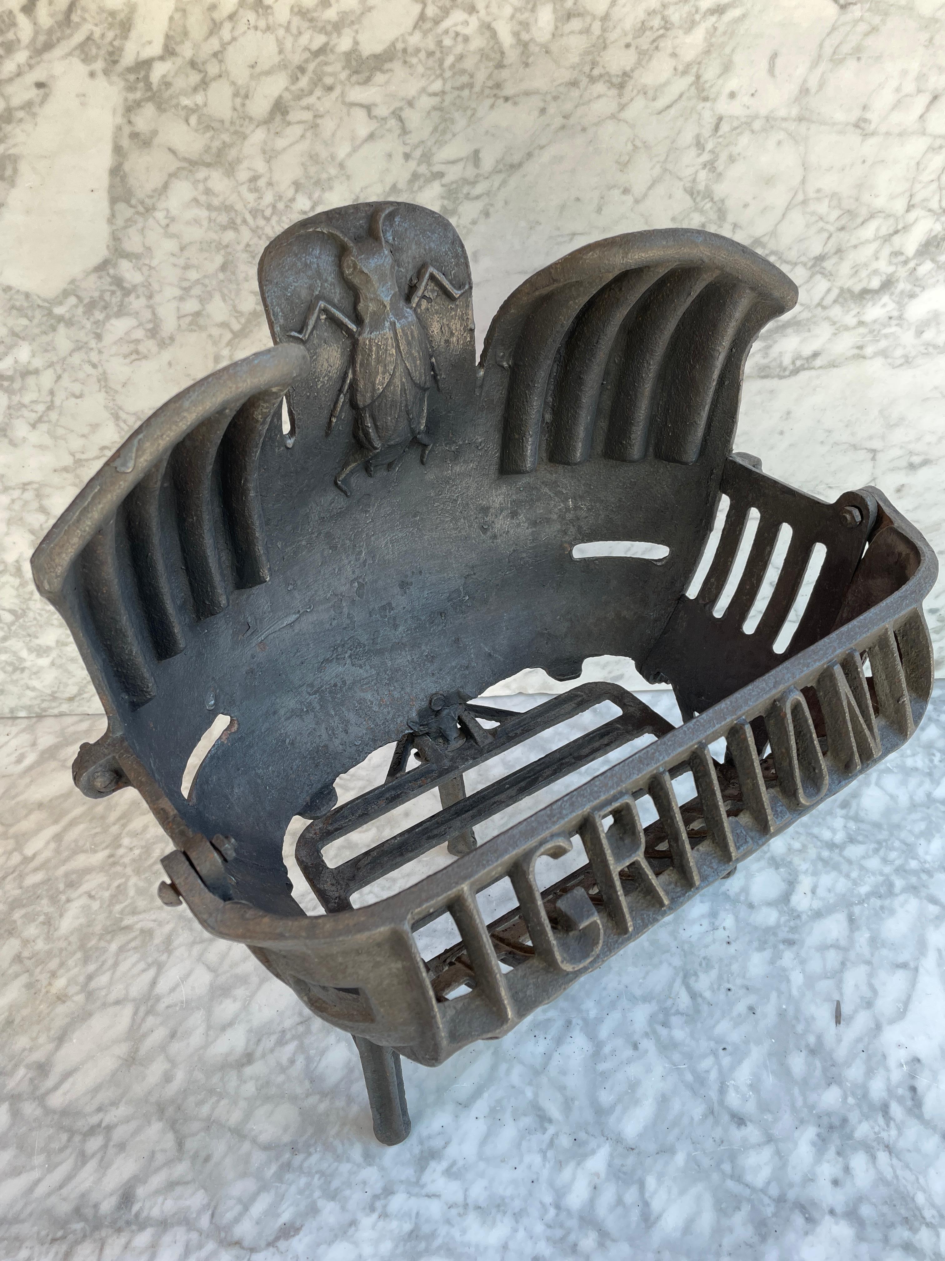 19th Century Antique France Cast Iron Fireplace Grate or Basket 