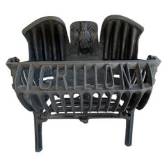 Antique France Cast Iron Fireplace Grate or Basket "Grillon"