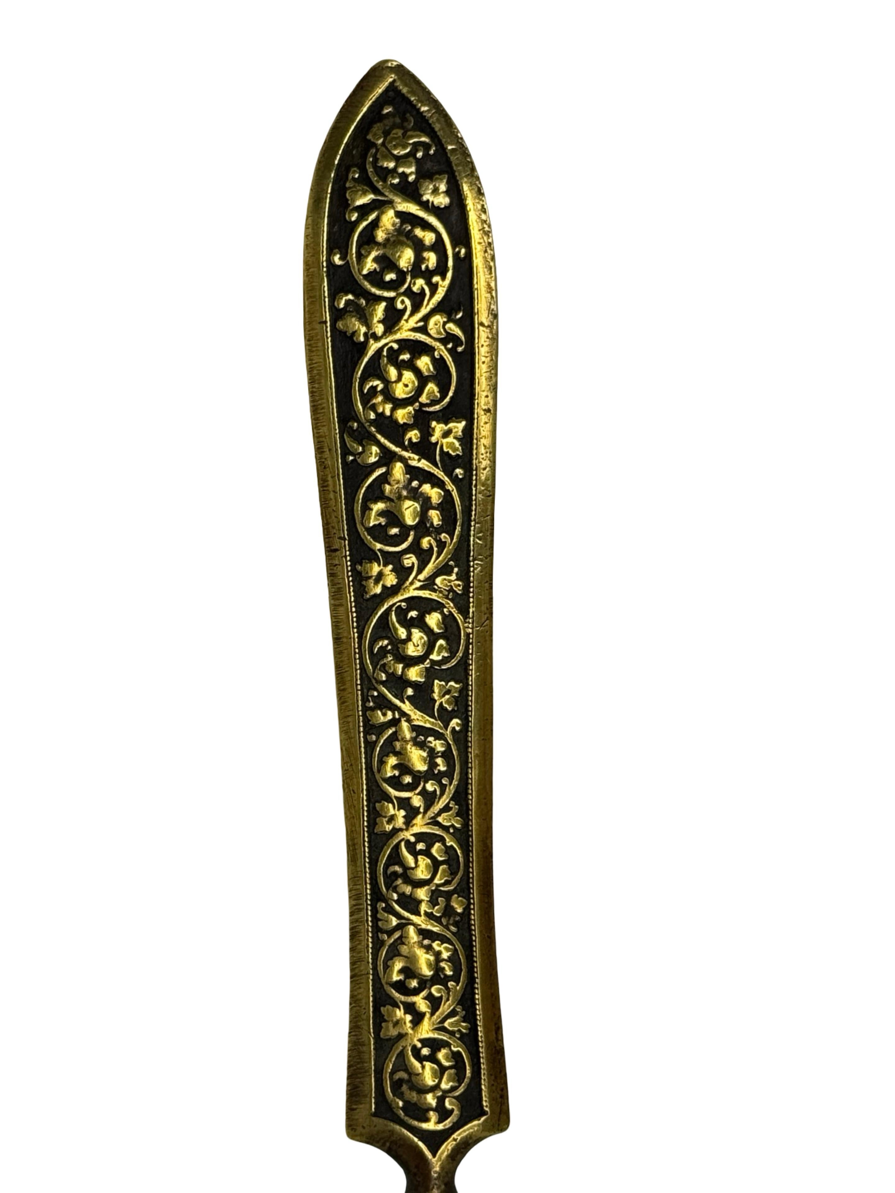 Gilt Antique Franch Art Nouveau Bronze Letter Opener, 1900s or older For Sale
