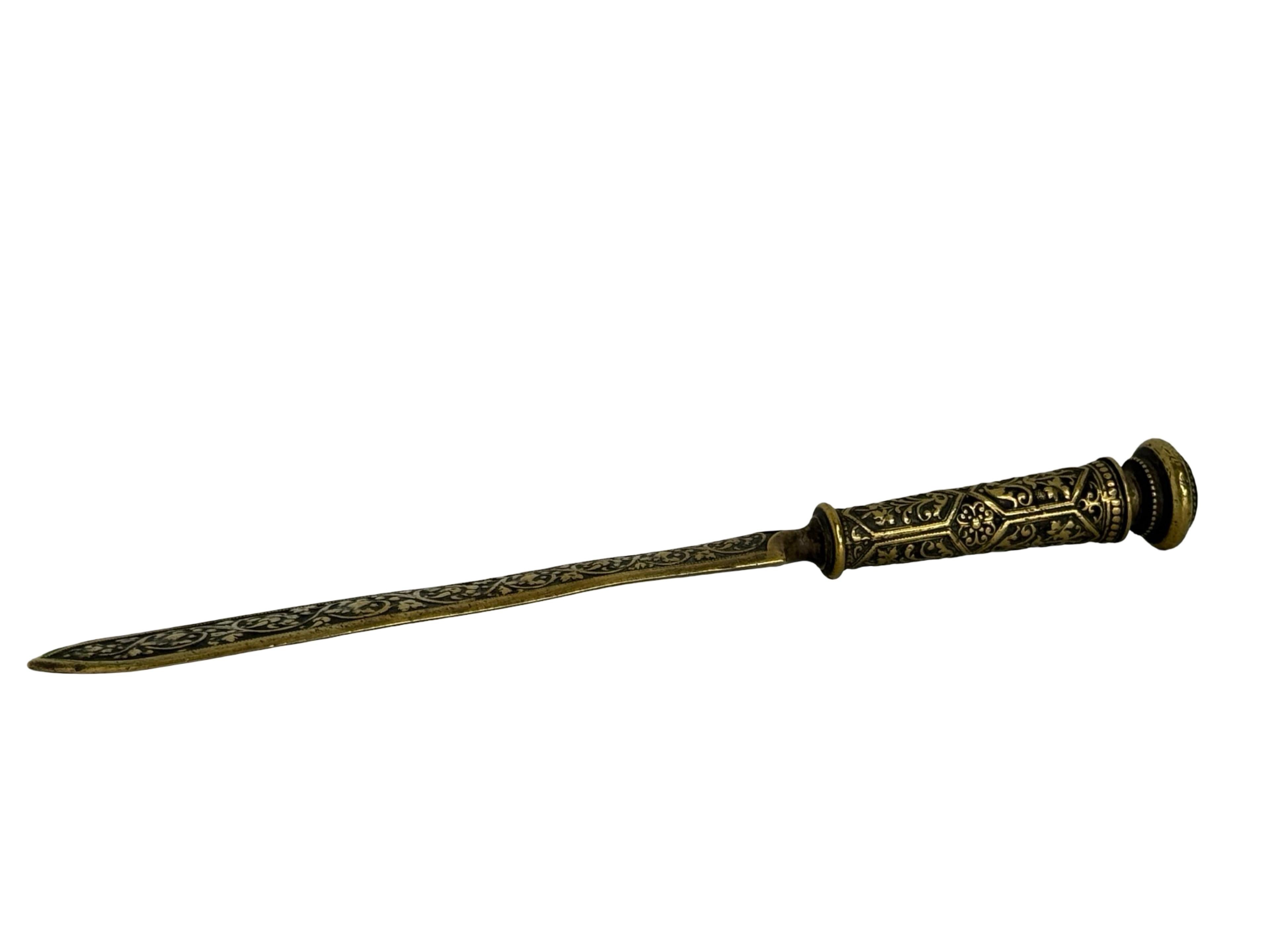 20th Century Antique Franch Art Nouveau Bronze Letter Opener, 1900s or older For Sale