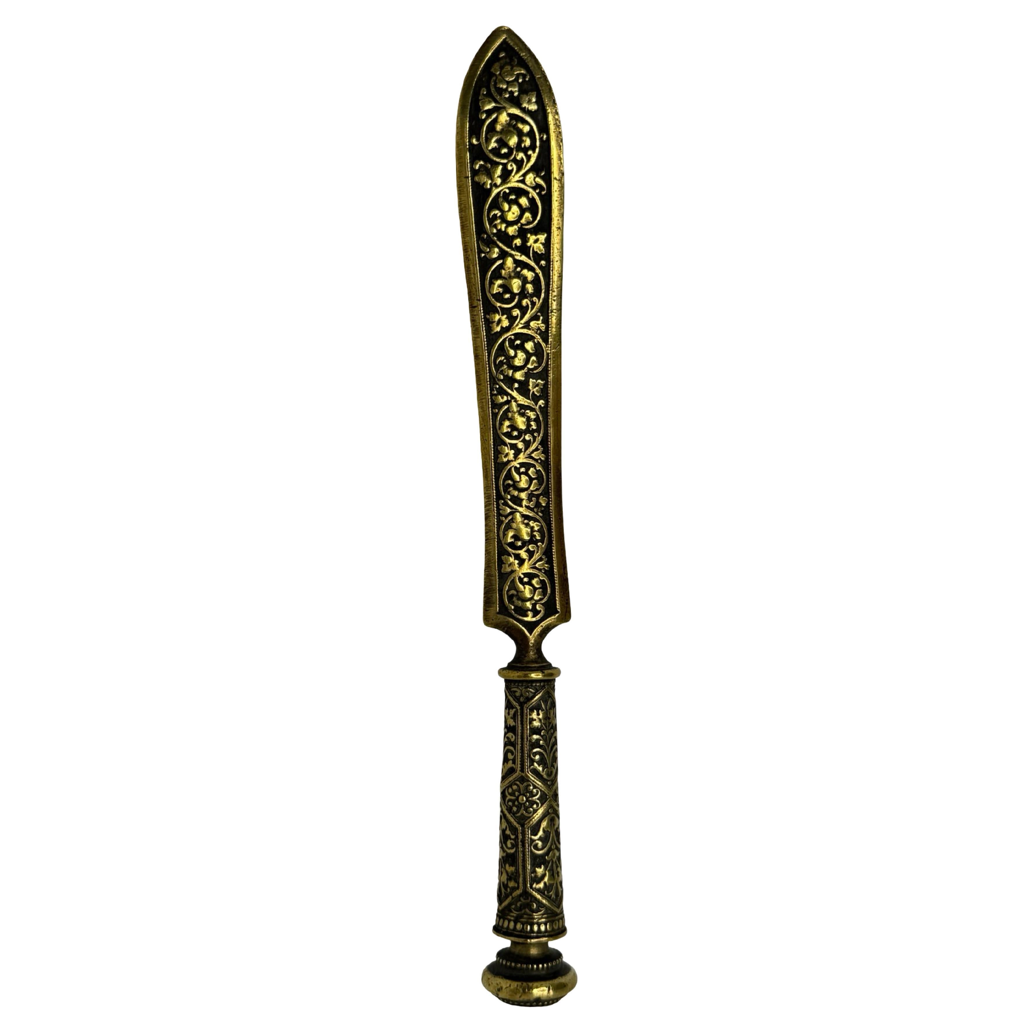 Antique Franch Art Nouveau Bronze Letter Opener, 1900s or older