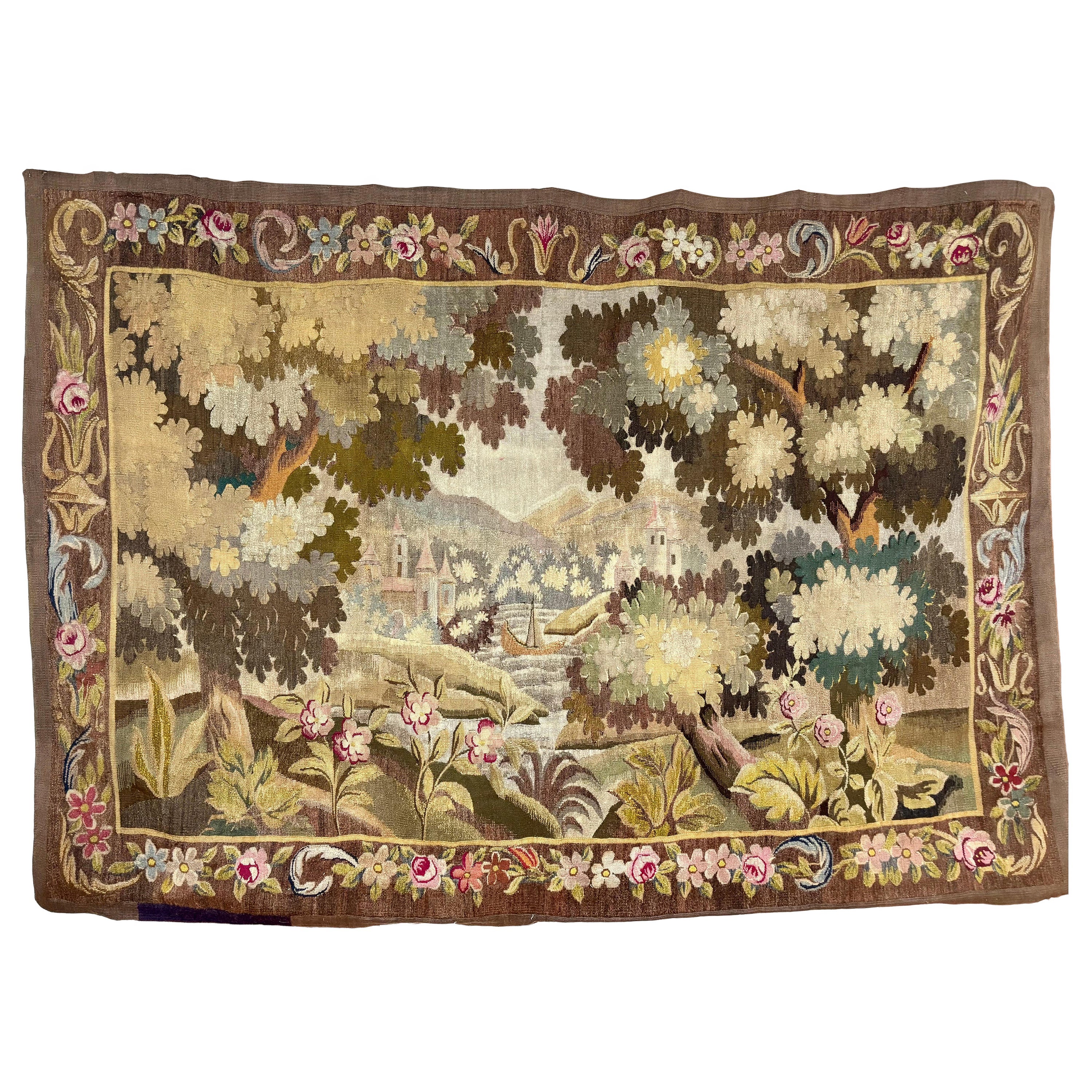 Antique Franco-Flemish verdure tapestry