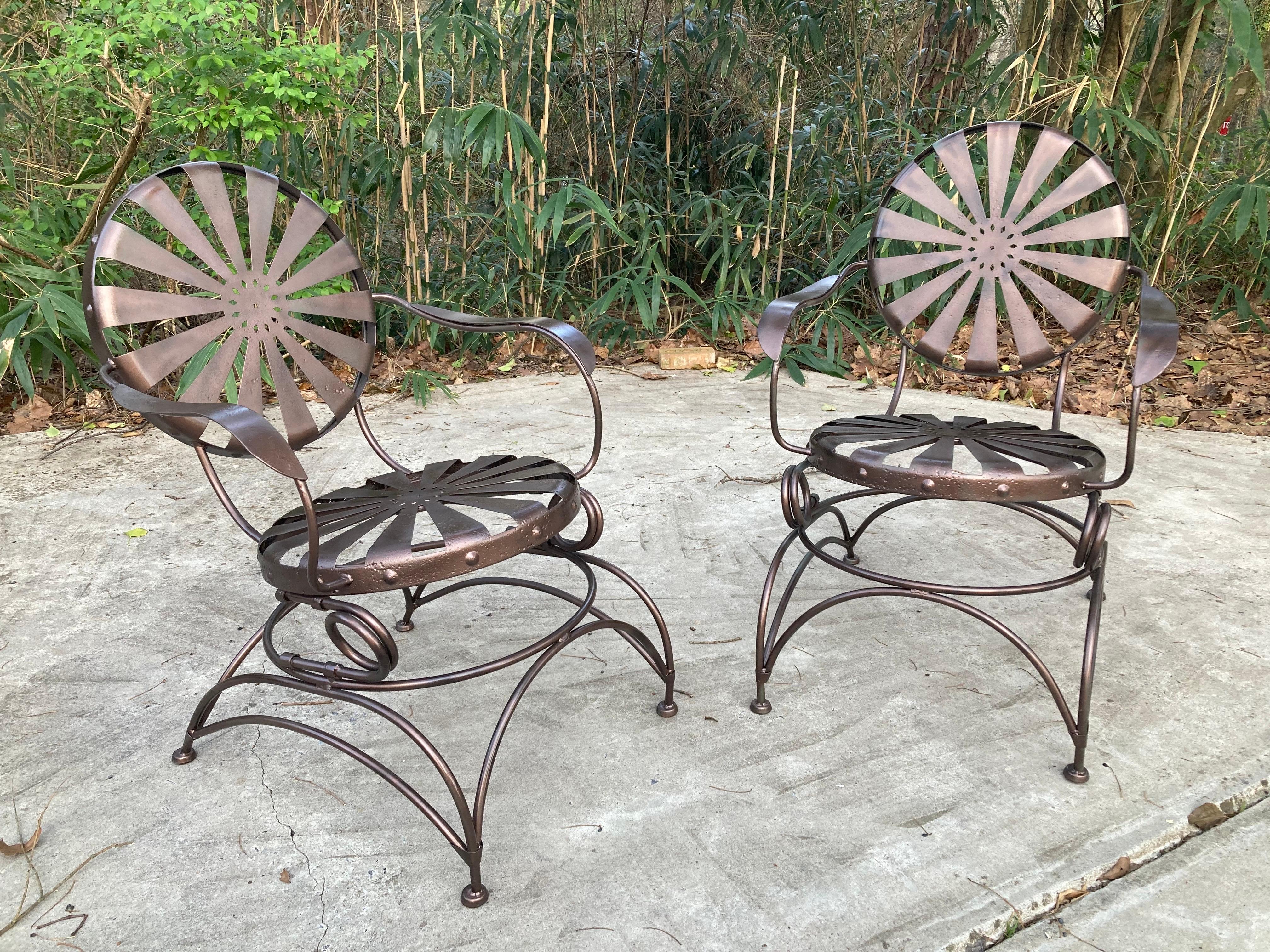 French antique francois carre rocking patio chairs For Sale