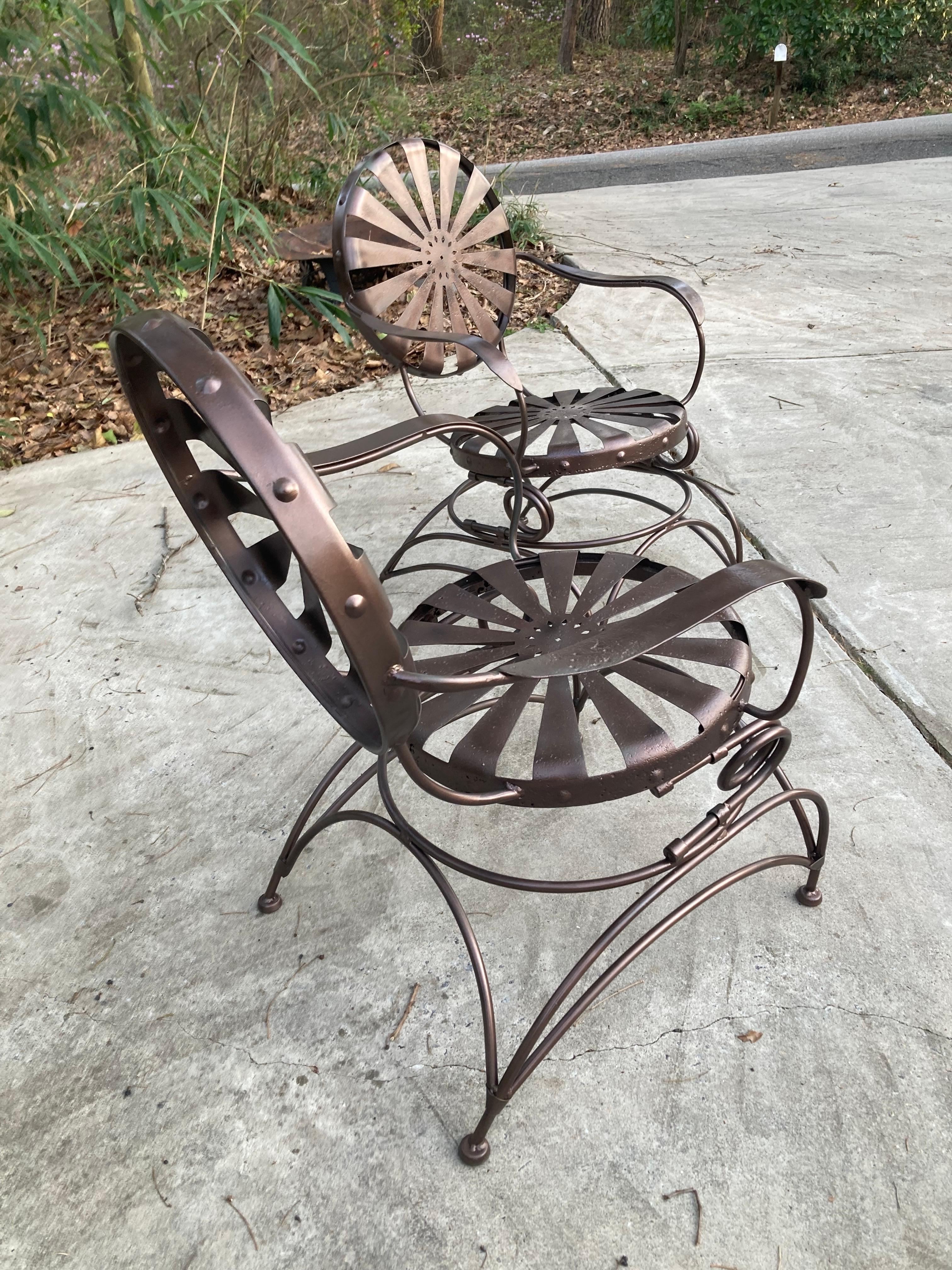 French antique francois carre rocking patio chairs