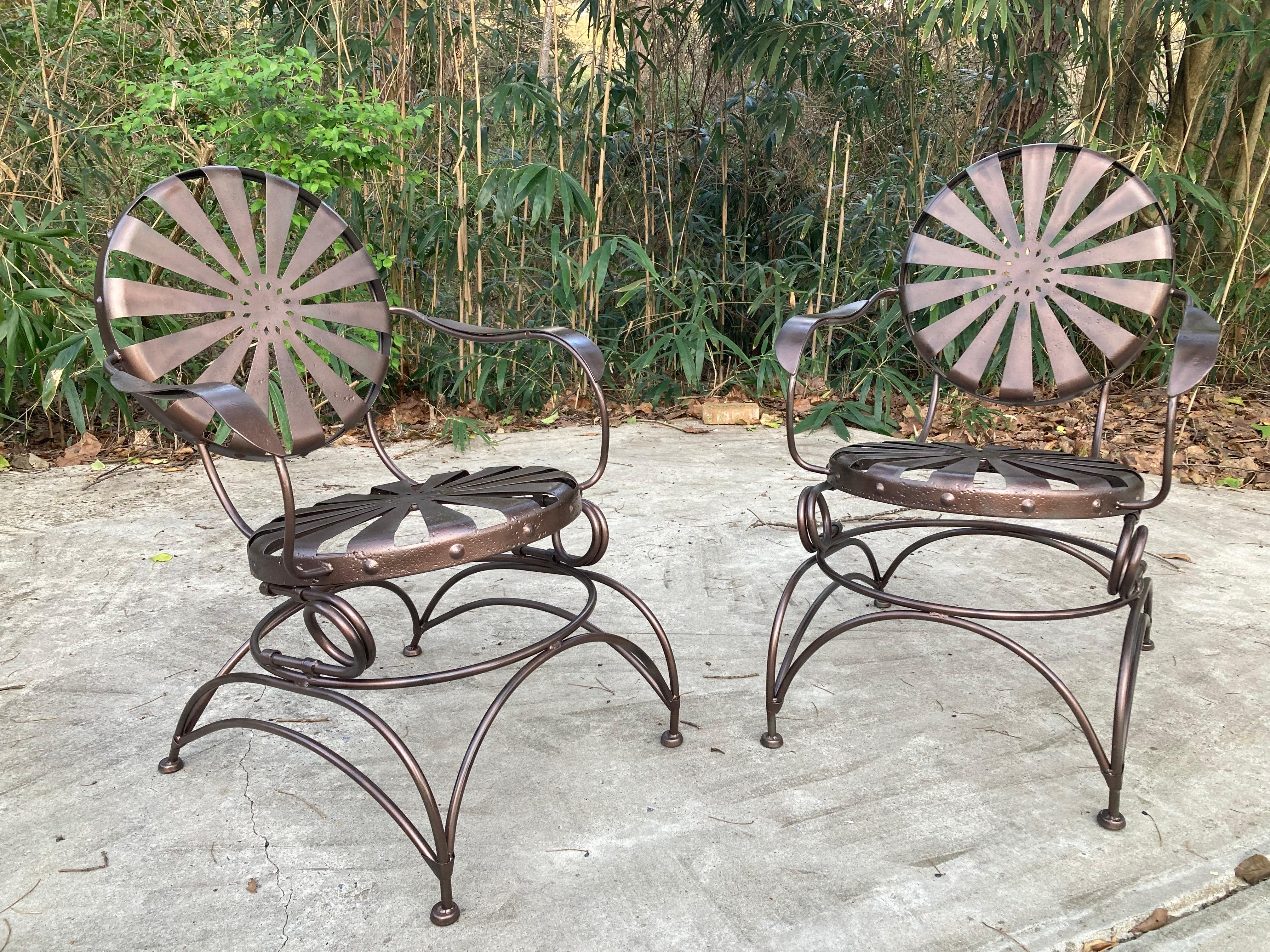 antique francois carre rocking patio chairs In Good Condition In Athens, GA