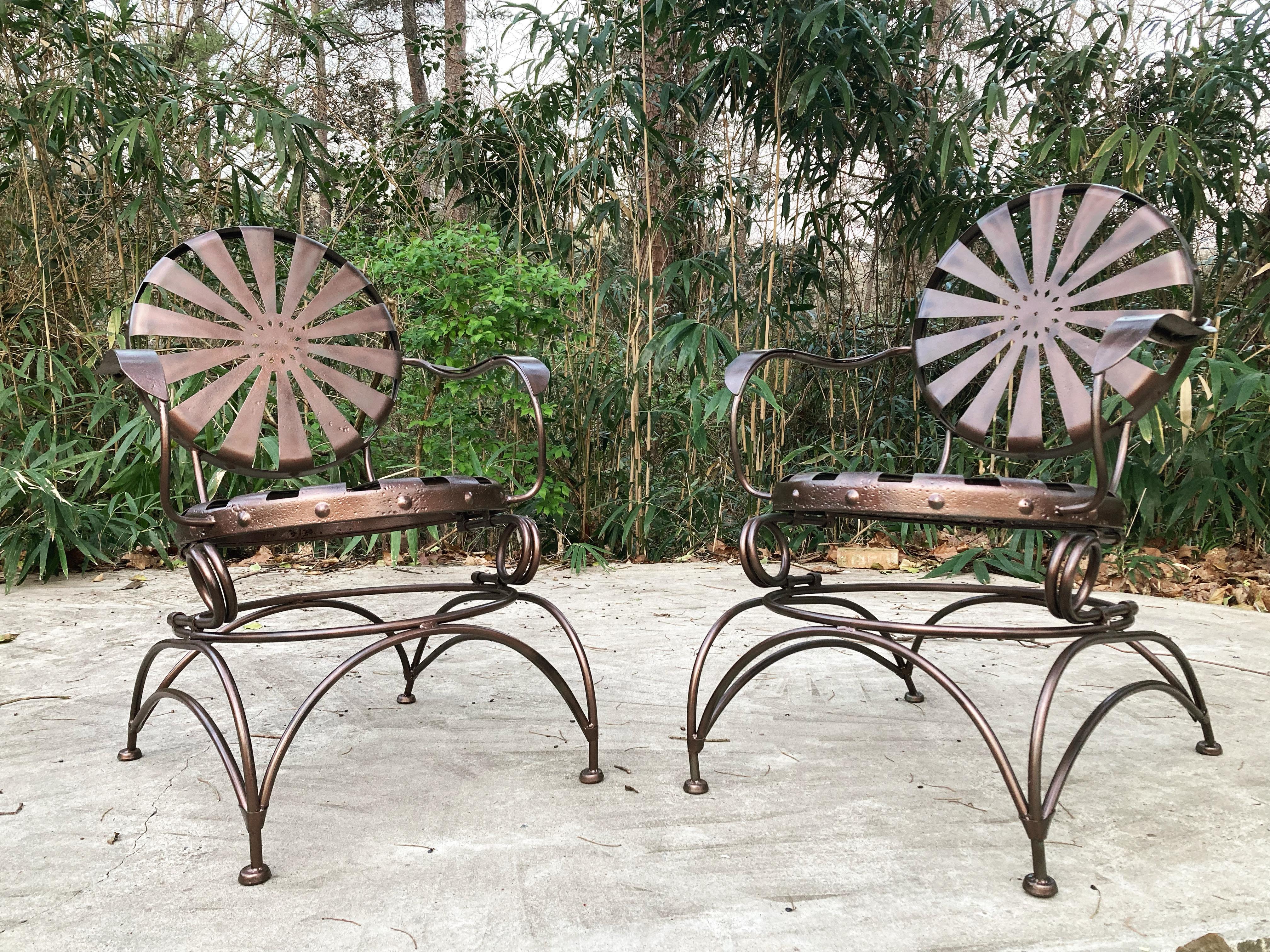 antique francois carre rocking patio chairs In Good Condition For Sale In Athens, GA