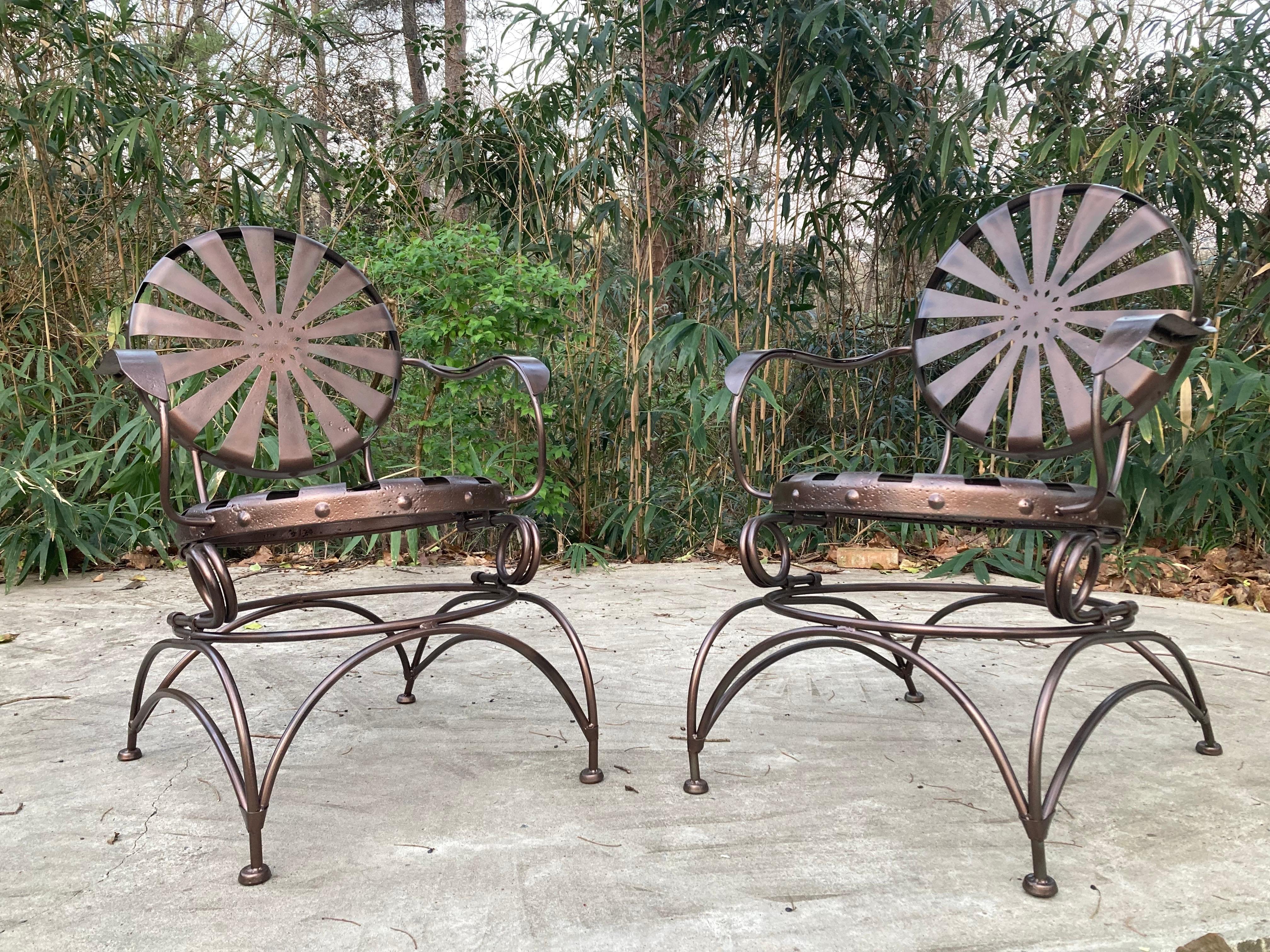 Iron antique francois carre rocking patio chairs