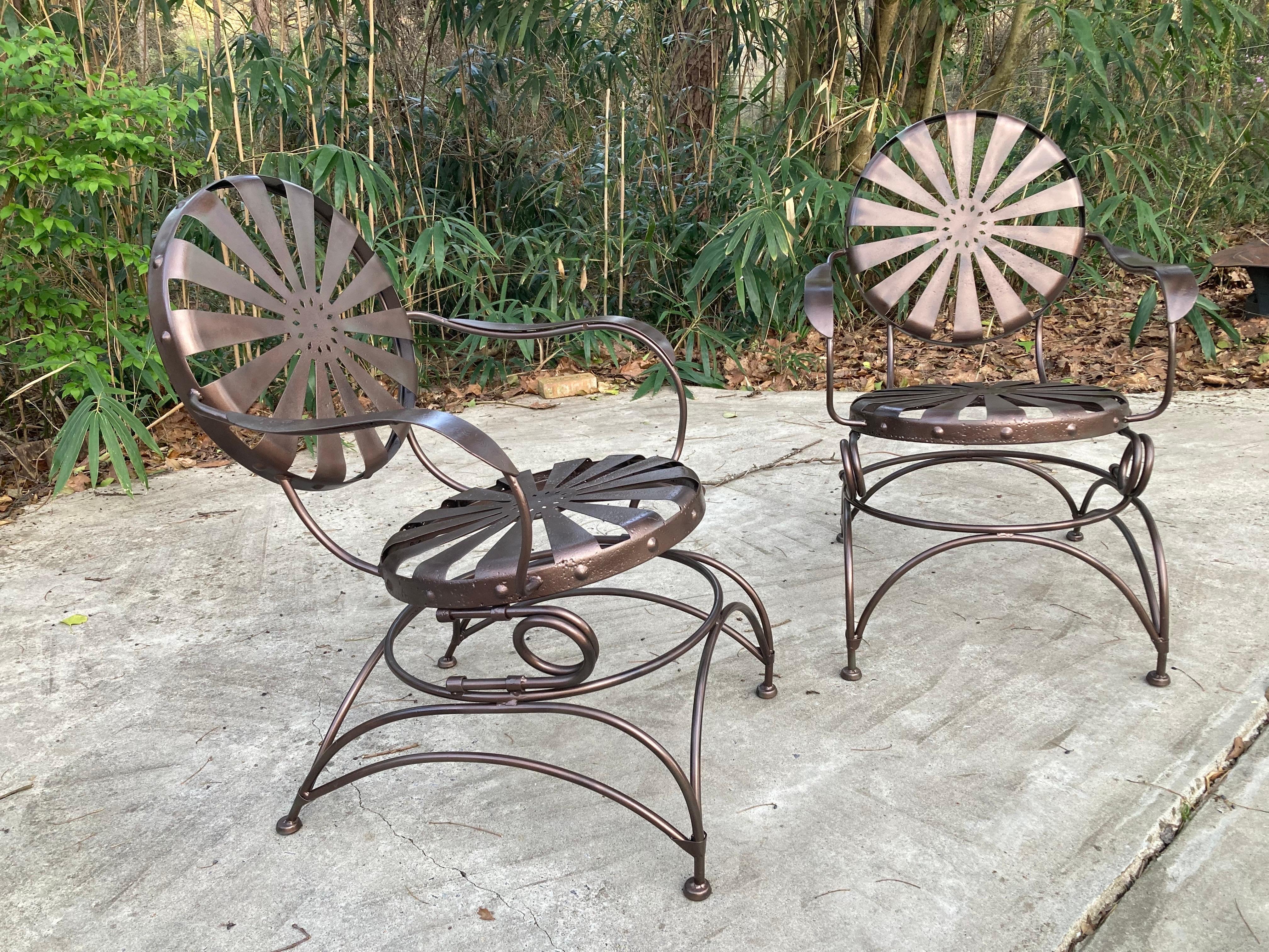 antique francois carre rocking patio chairs For Sale 2