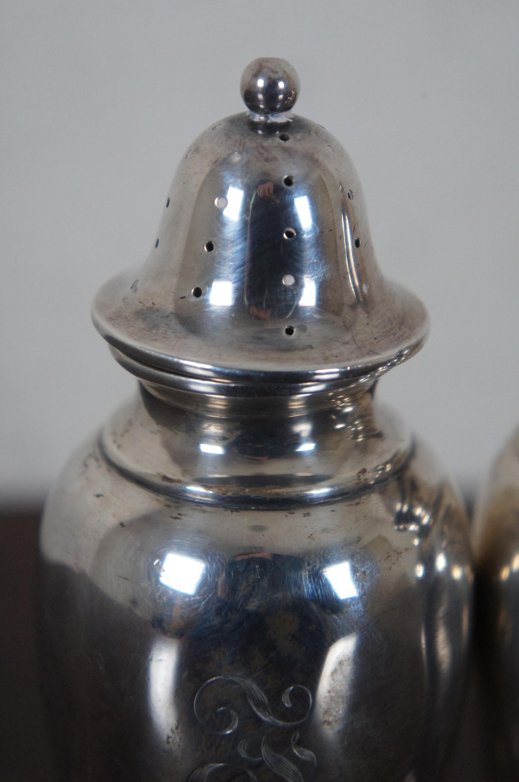 20th Century Antique Frank Herschede Co Sterling Silver Footed Salt & Pepper Shakers 5409