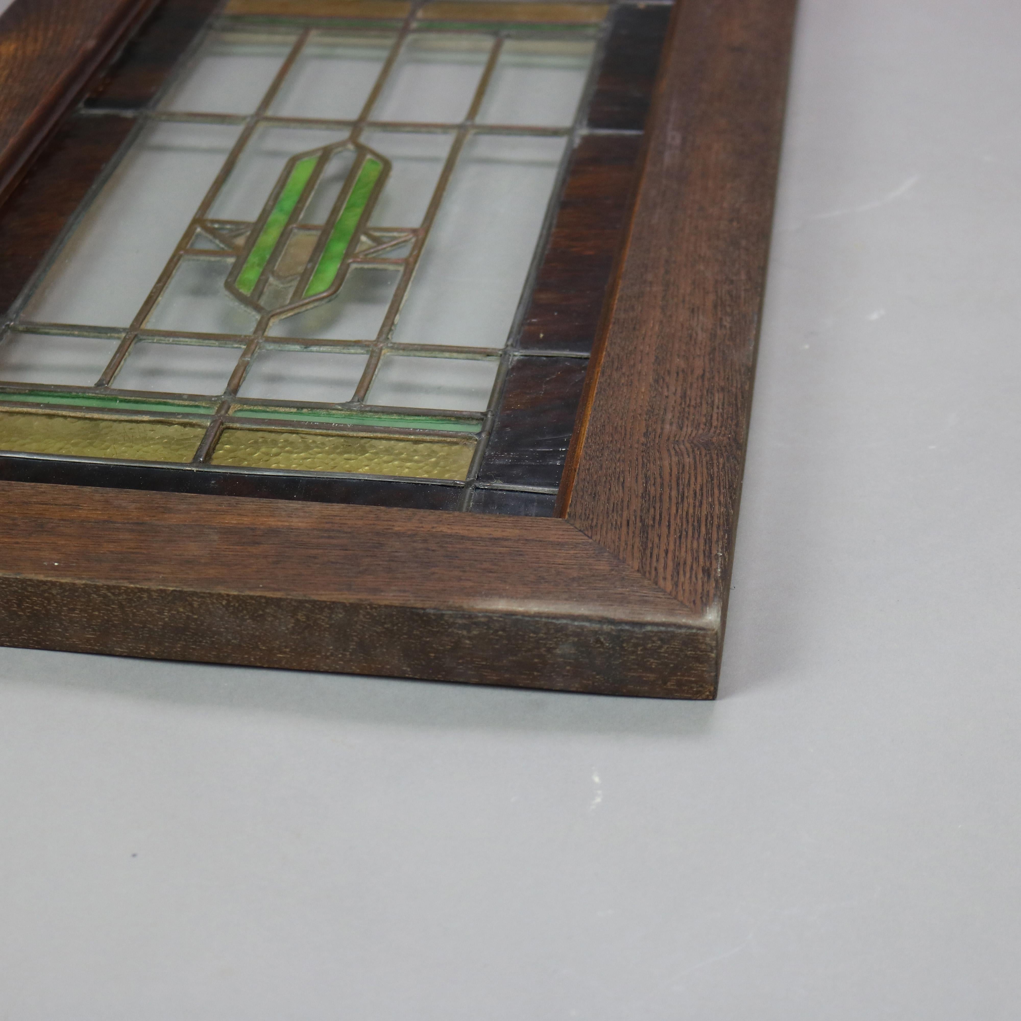 Antique Frank Lloyd Style Arts & Crafts Prairie Style Stained Glass Window C1920 7