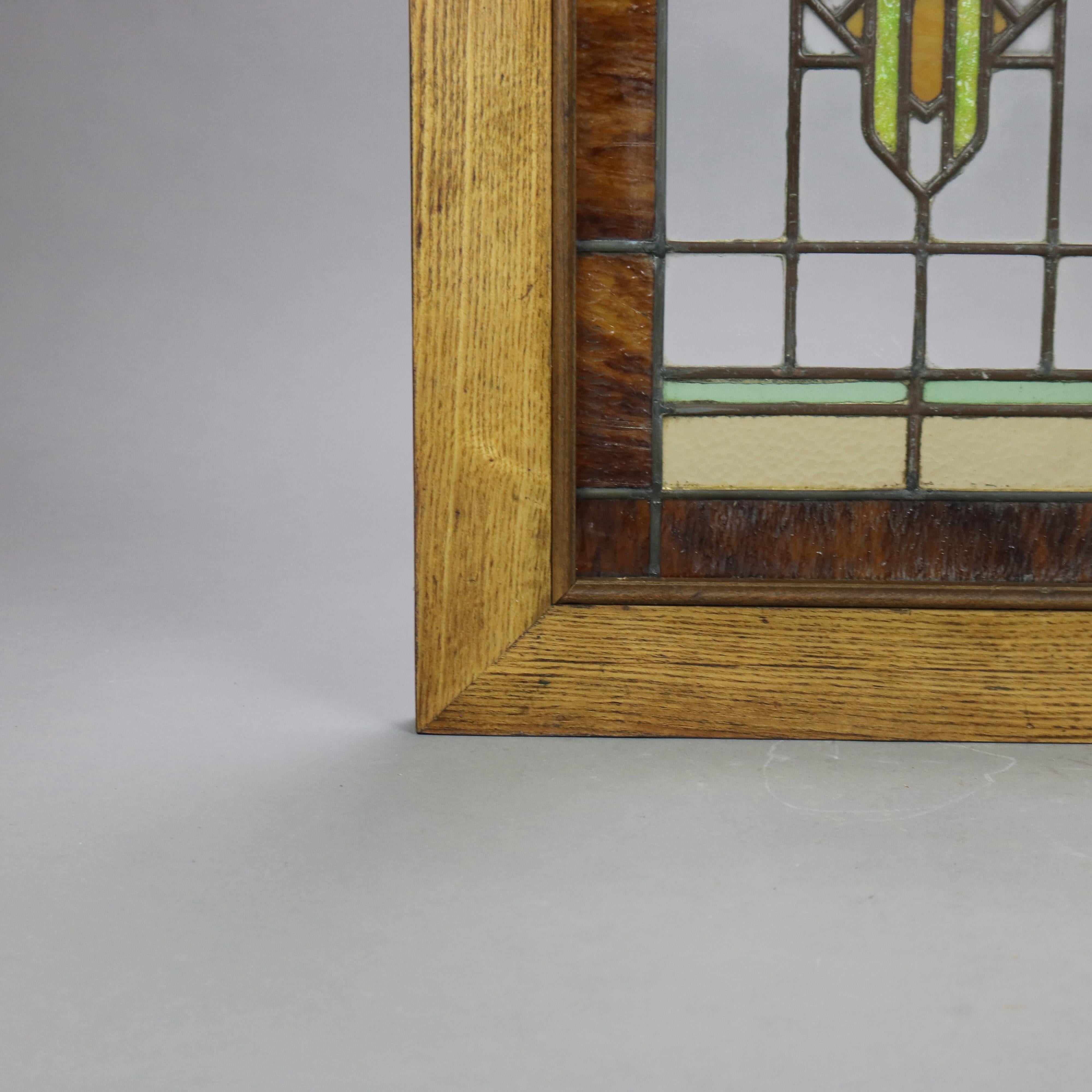 ***Reduced In-House Delivery Rates - Click on “Ask Seller” to Request a Quote***

Antique Frank Lloyd Style Arts & Crafts Prairie Style Stained Glass Window C1920

Measures - 27 1/2
