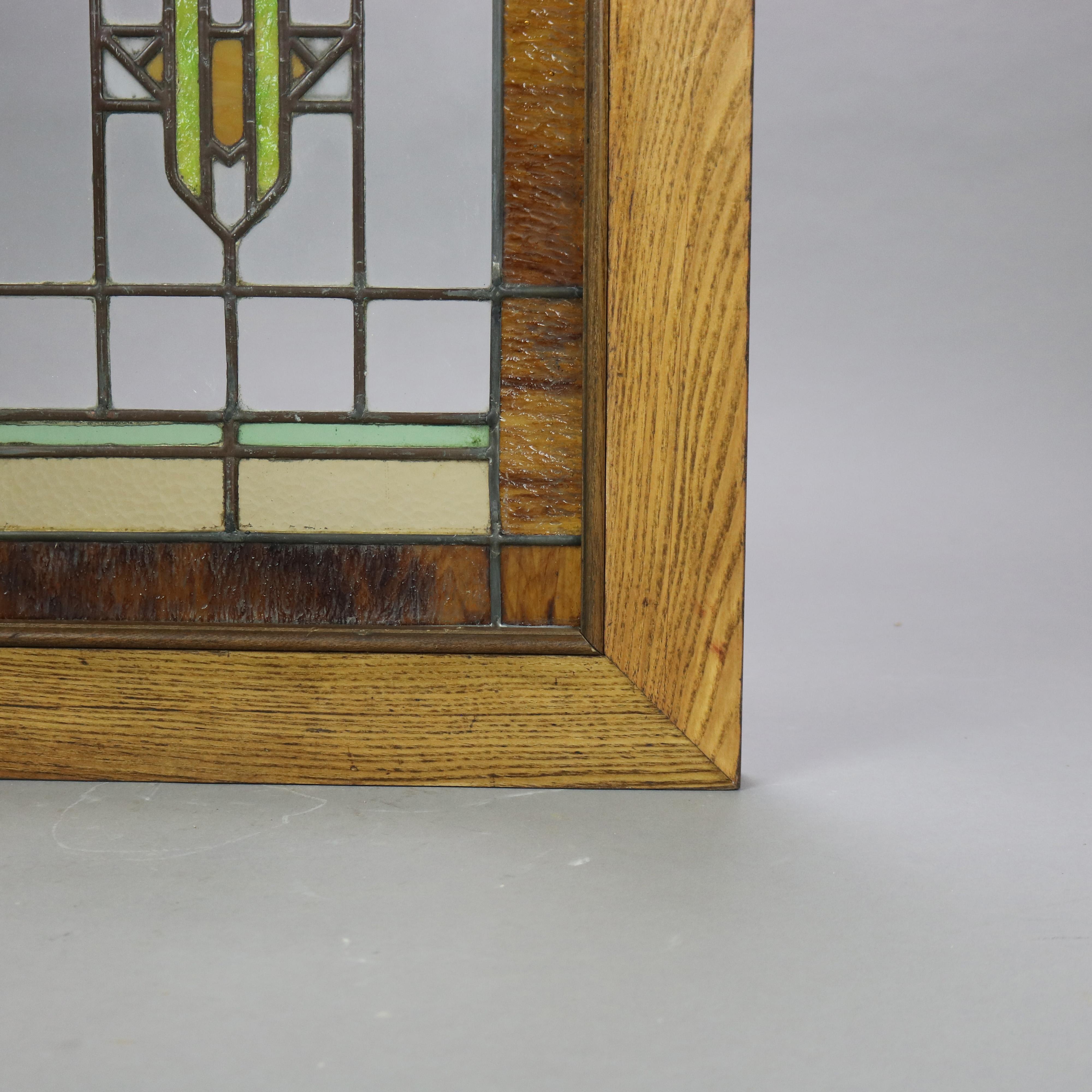 Arts and Crafts Antique Frank Lloyd Style Arts & Crafts Prairie Style Stained Glass Window C1920