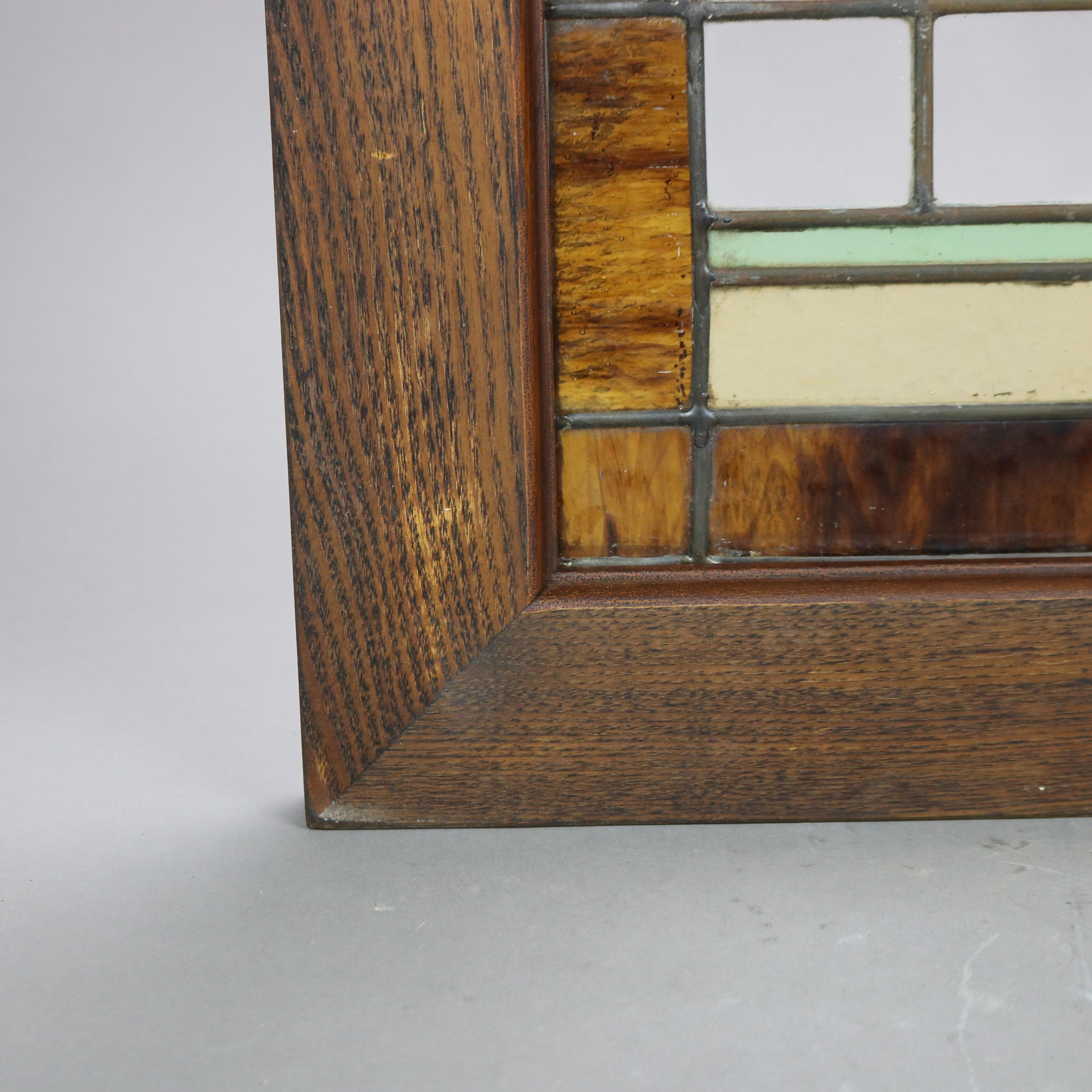 Antique Frank Lloyd Style Arts & Crafts Prairie Style Stained Glass Window C1920 3