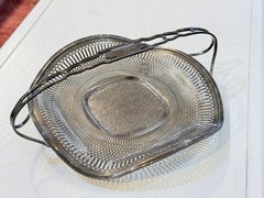 Antique Frank M. Whiting Sterling Silver Pierced Basket with Folding Handle