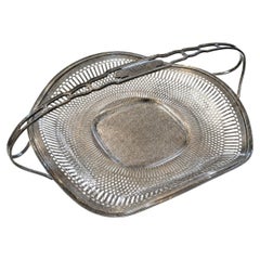 Antique Frank M. Whiting Sterling Silver Pierced Basket with Folding Handle