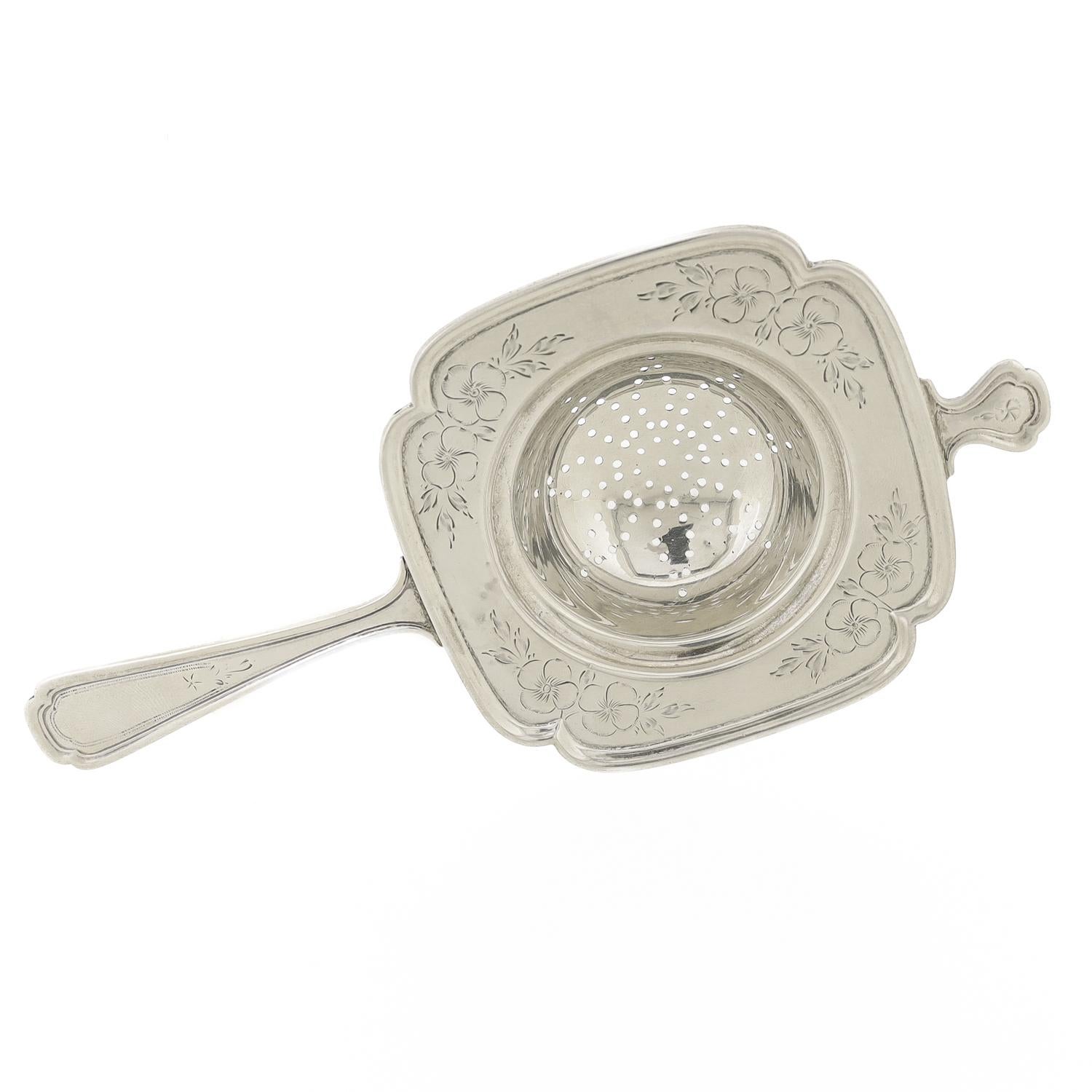 Antico colino da tè in argento sterling Frank Whiting con fiori di ciliegio in vendita 5