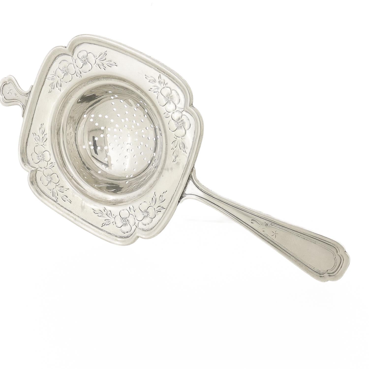 Antico colino da tè in argento sterling Frank Whiting con fiori di ciliegio in vendita 6