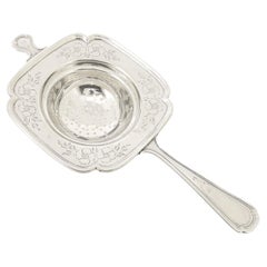 Antique Frank Whiting Sterling Silver Tea Strainer with Cherry Blossoms