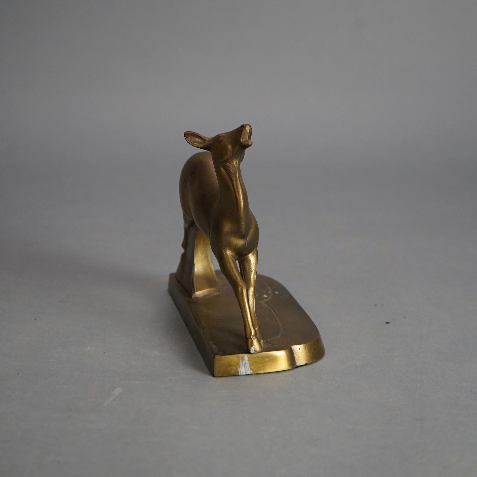 Antique Frankart Art Deco Gilt Cast Metal Figural Deer Bookends C1930 For Sale 3