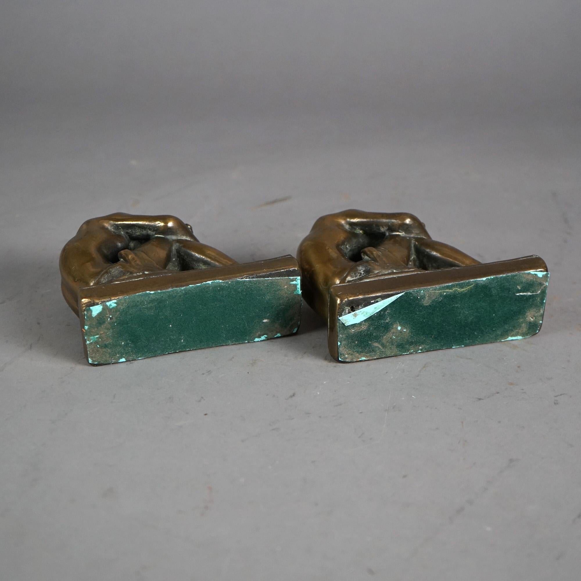 20th Century Antique Frankart School Art Deco Bronze Clad Bookends with Women Figures C1920