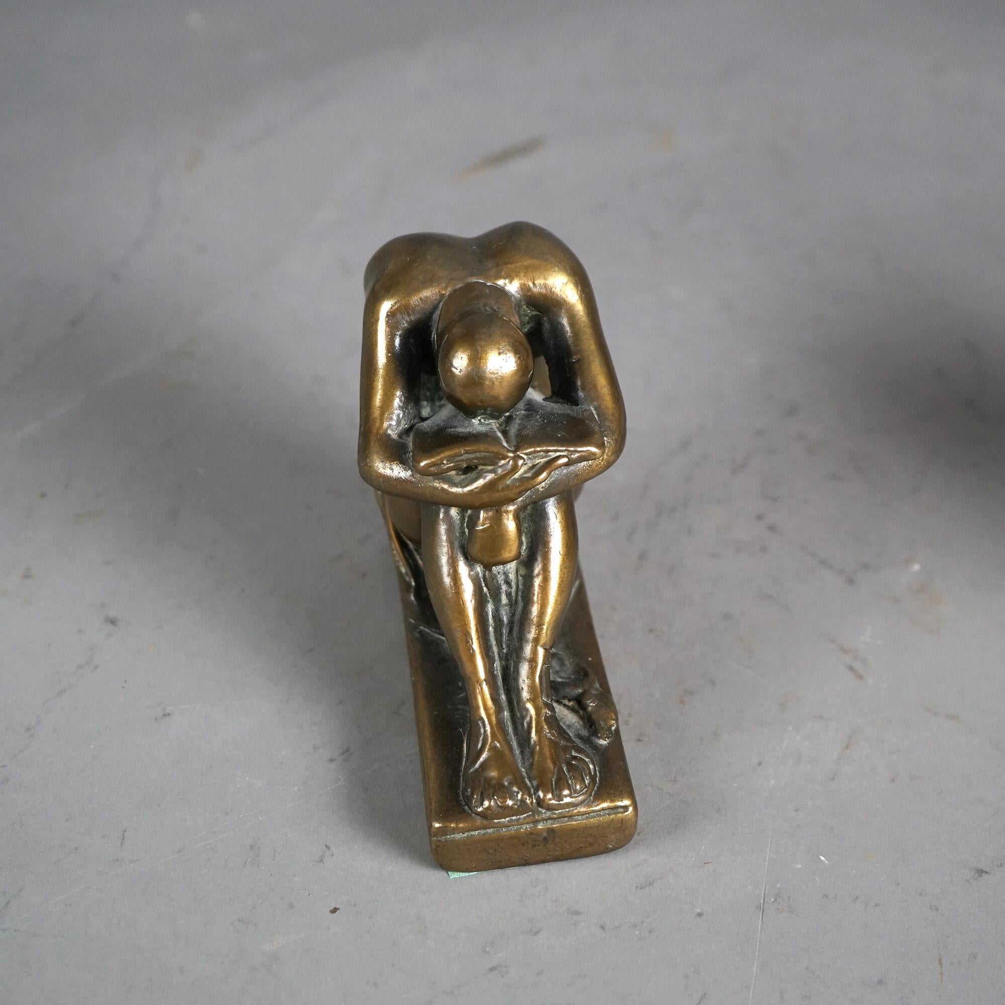 Antique Frankart School Art Deco Bronze Clad Bookends with Women Figures C1920 1
