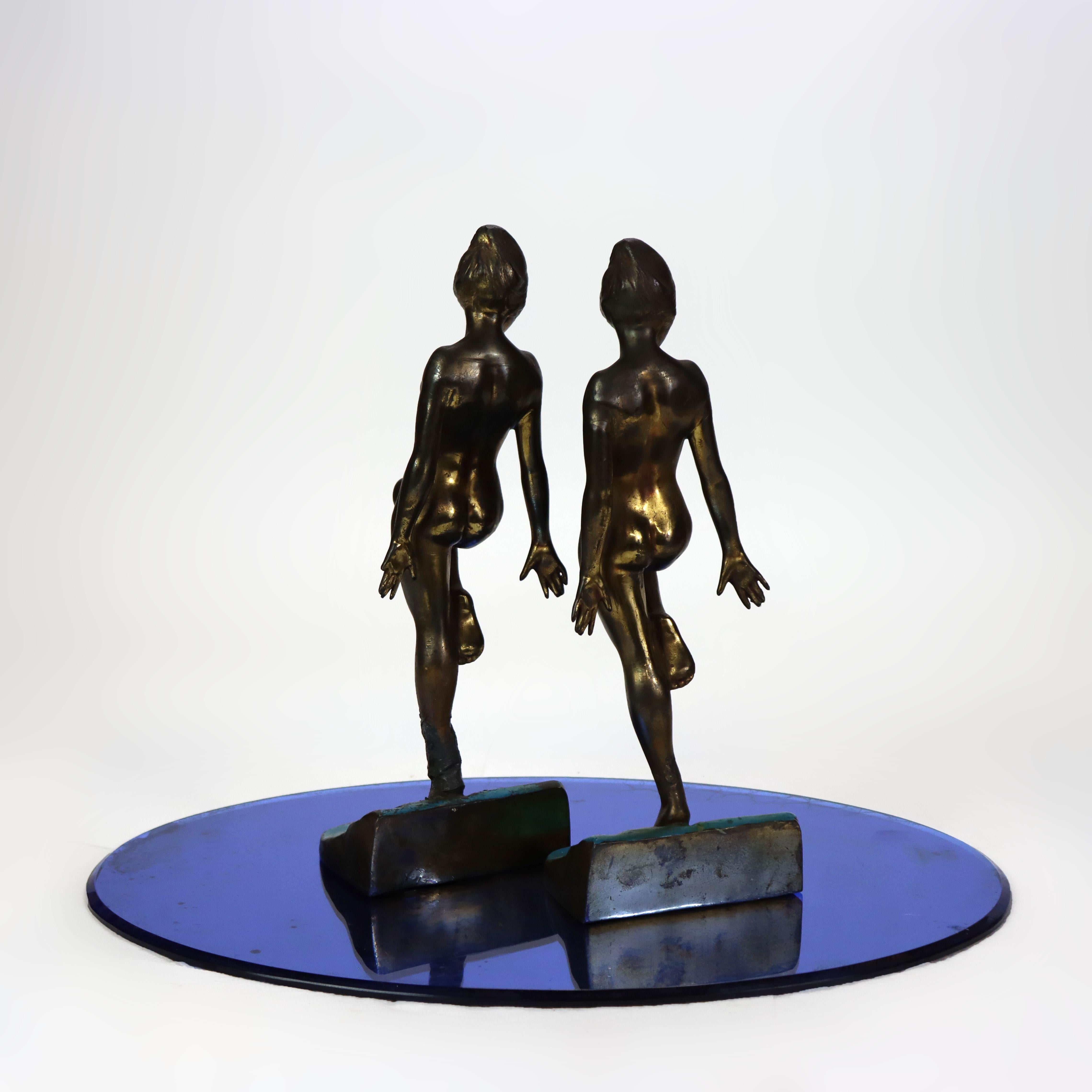 Effet bronze Antique Frankart School Art Deco Bronzed Figural Bookends C1930 en vente