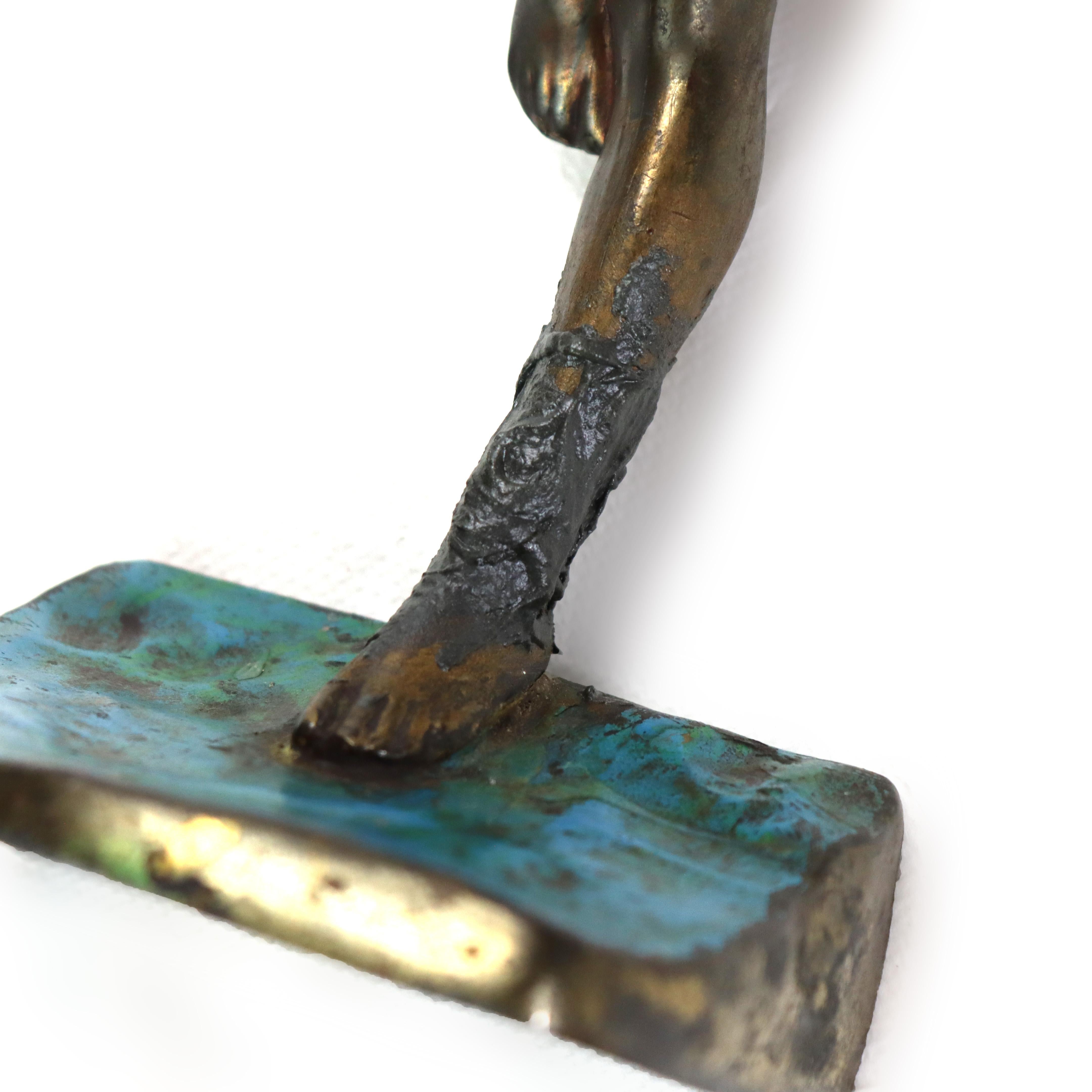 Métal Antique Frankart School Art Deco Bronzed Figural Bookends C1930 en vente
