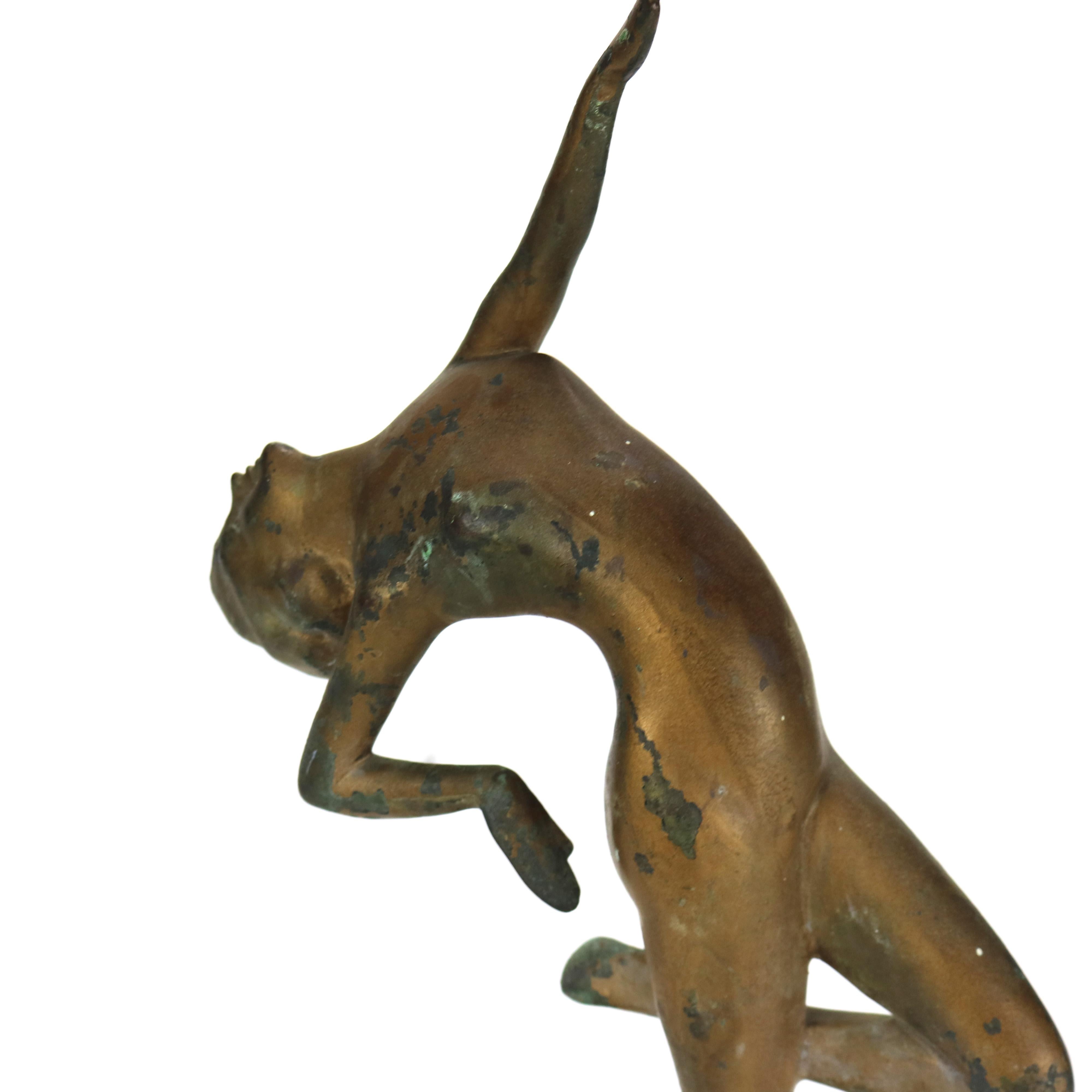Antique Frankart School Art Deco Figural Nude Bronze Sculpture C1930.   
16 1/8