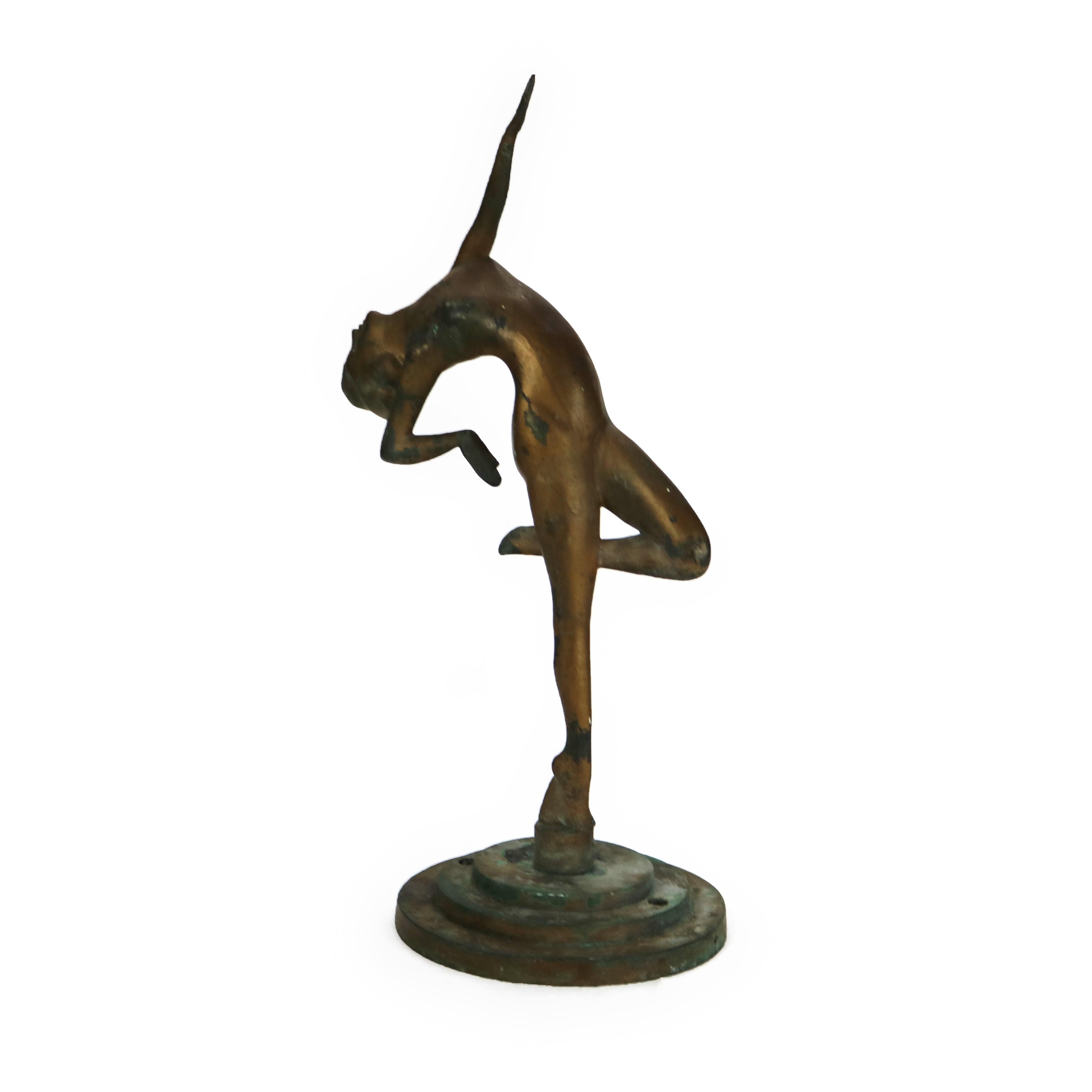 Antique Frankart School Art Deco Figural Nude Bronze Sculpture c1930 In Good Condition For Sale In Big Flats, NY