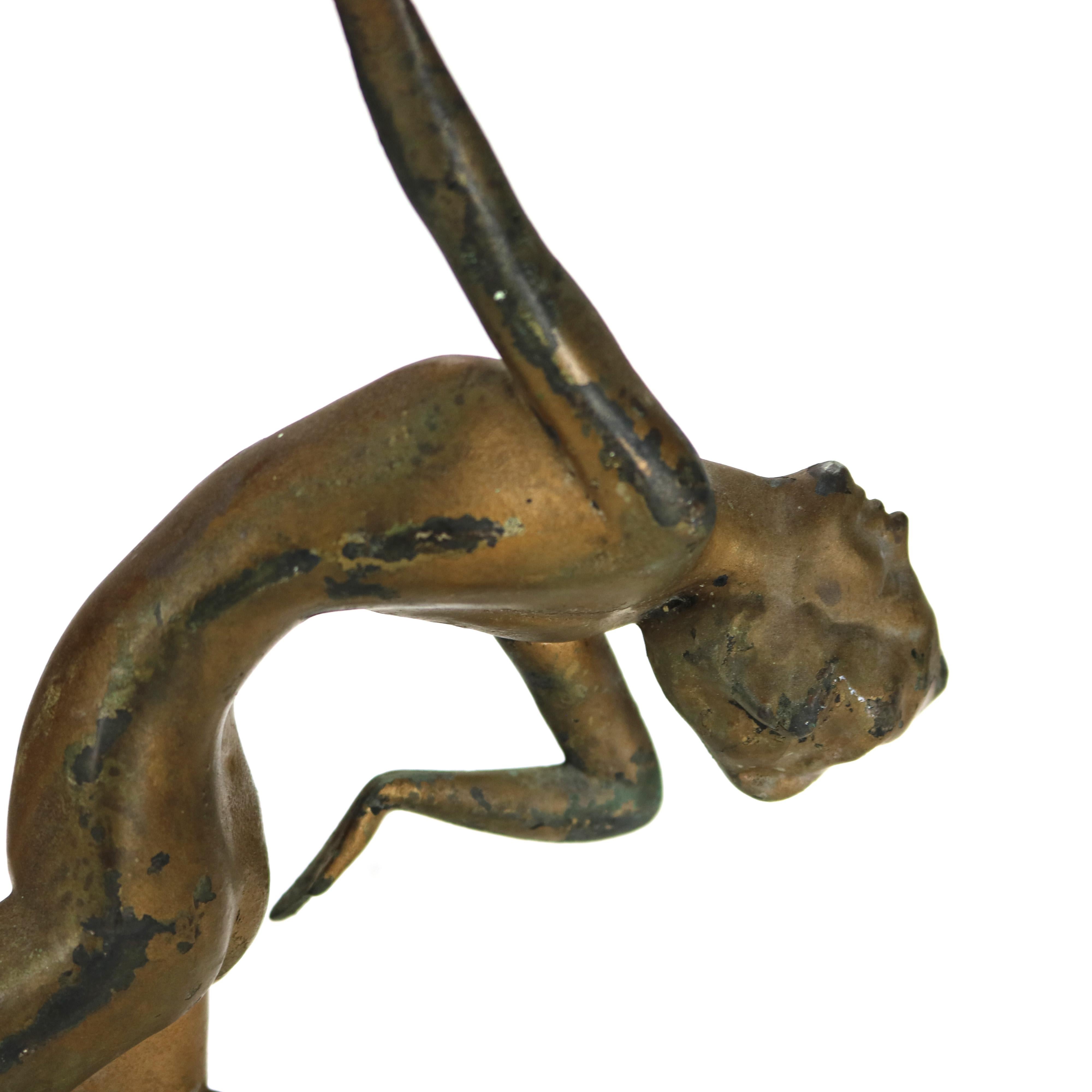 Antique Frankart School Art Deco Figural Nude Bronze Sculpture c1930 For Sale 5