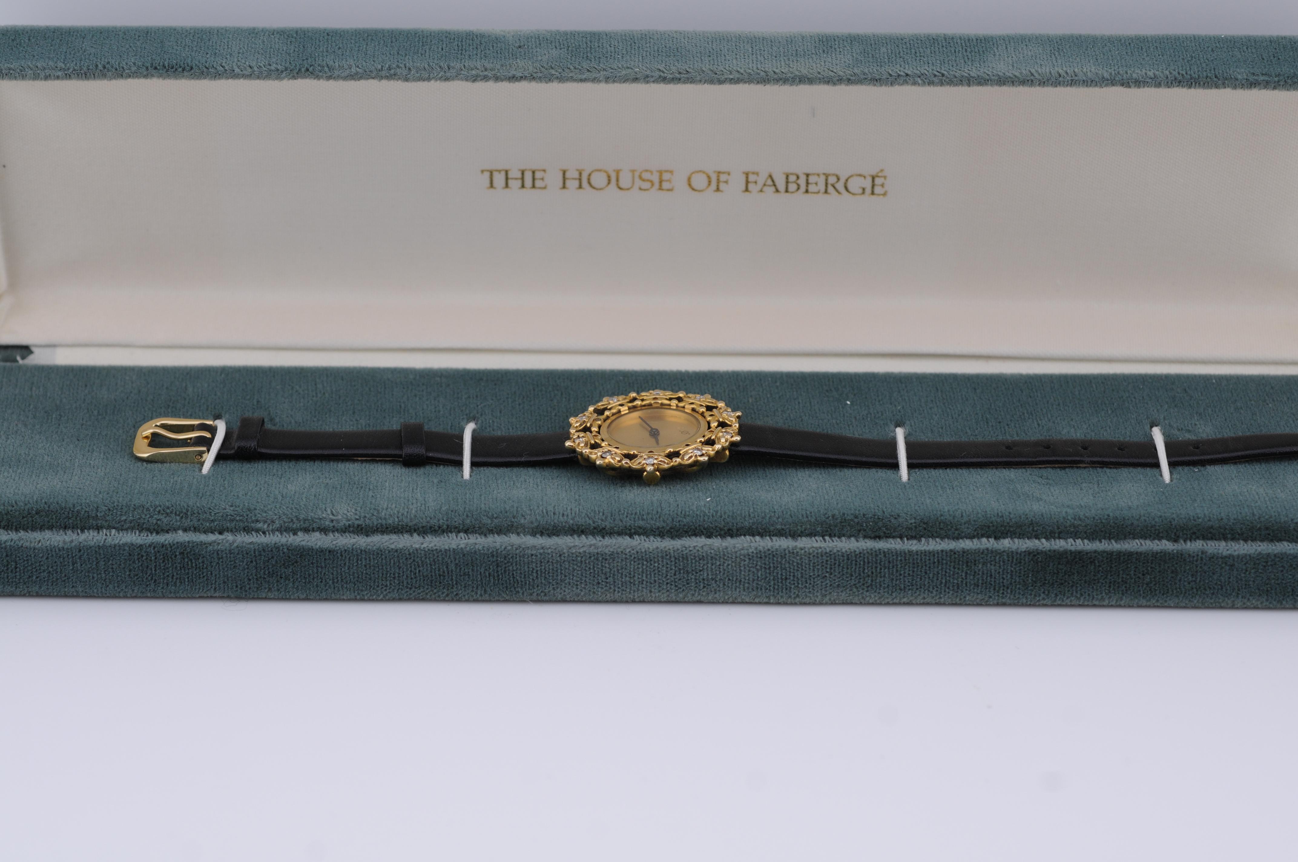 Reloj de señora antiguo Franklin Mint de oro amarillo de 14 quilates - La Casa de Fabergé Movimiento estético en venta