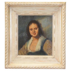 Antique Frans Hals The Gypsy Girl La Bohémienne Oil Portrait Painting 18"