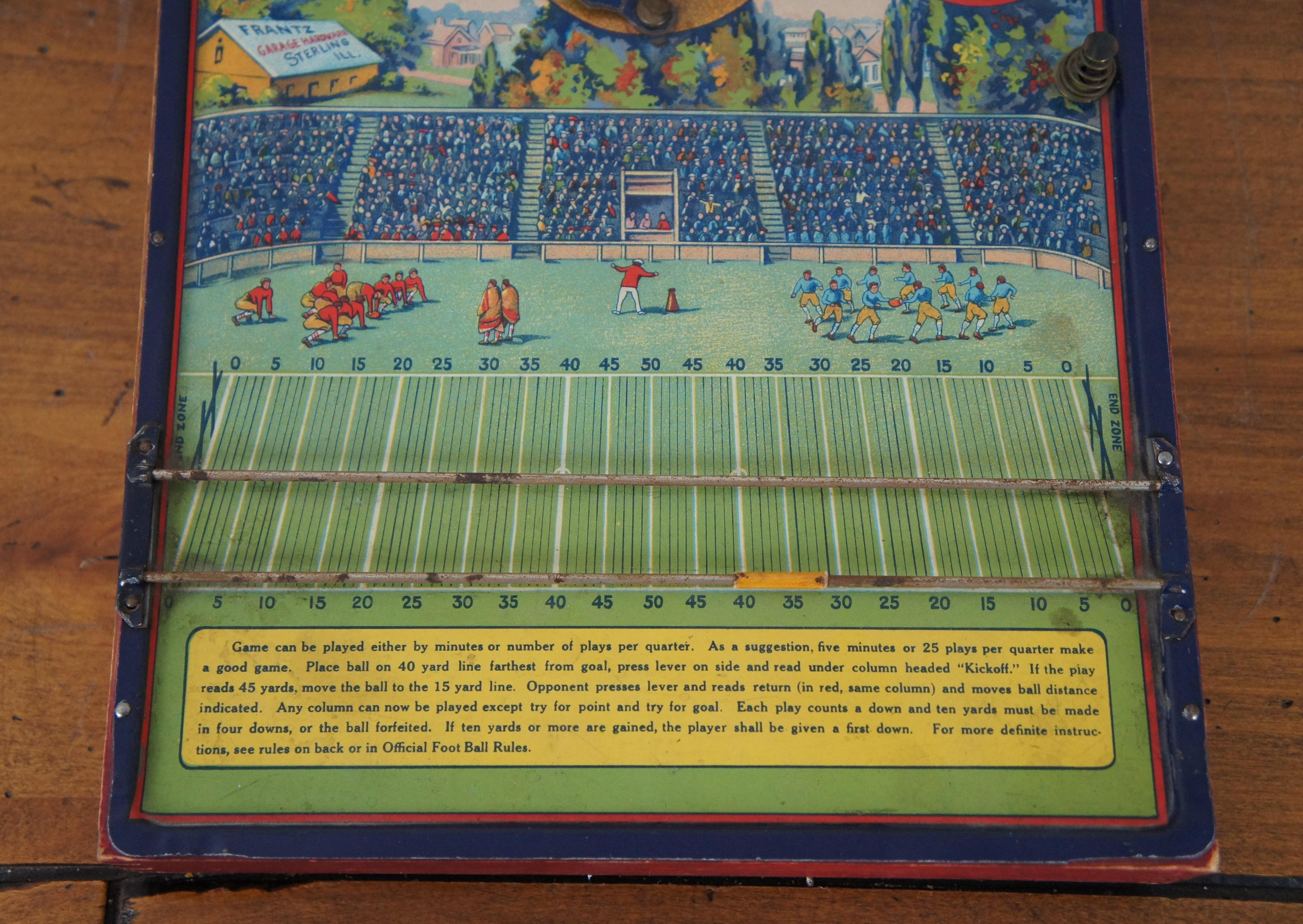 Antique Frantz Tin Litho Ad Intercollegiate Football Toy Game Works 14