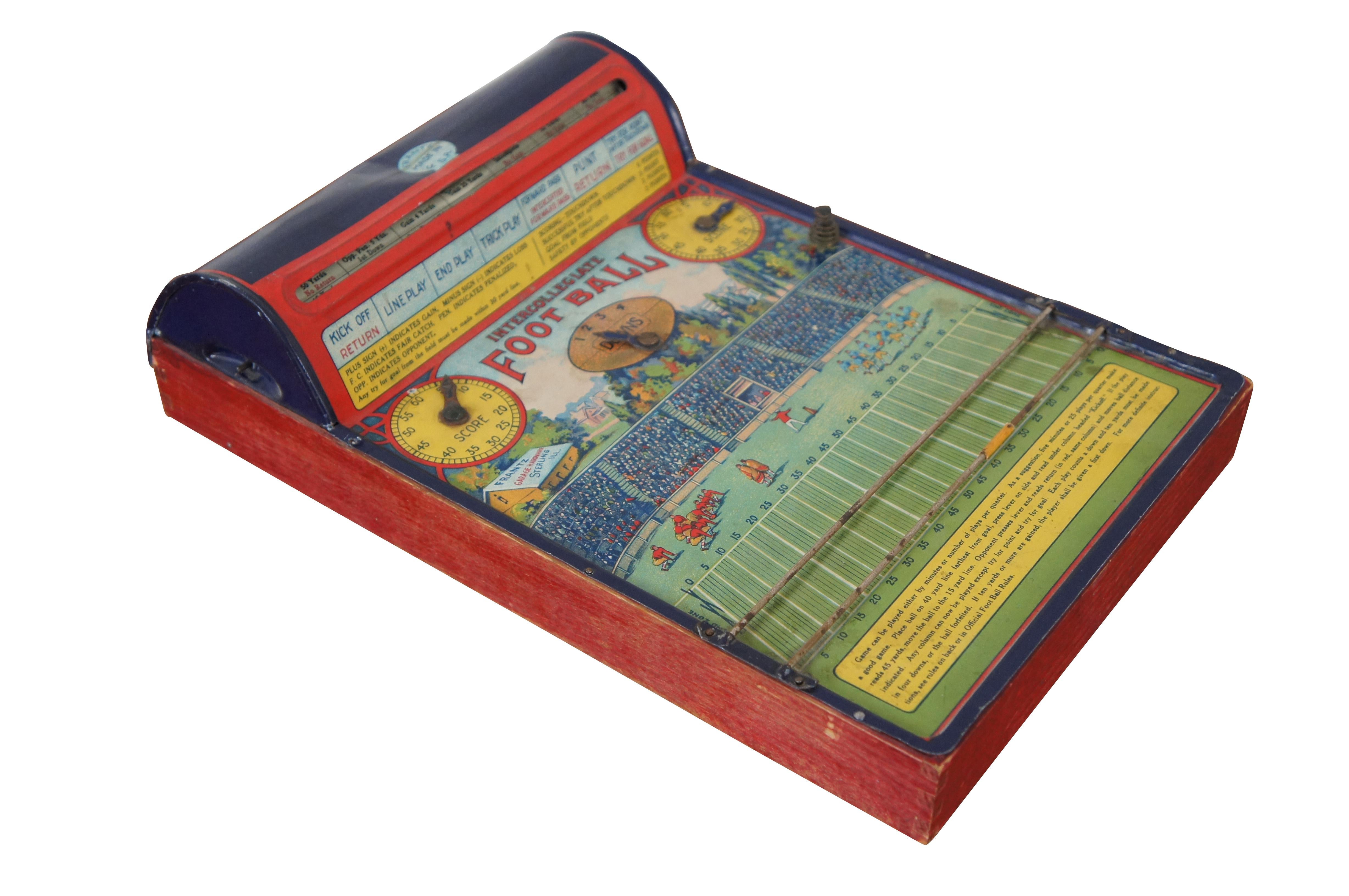 Antique Frantz Tin Litho Ad Intercollegiate Football Toy Game Works 14