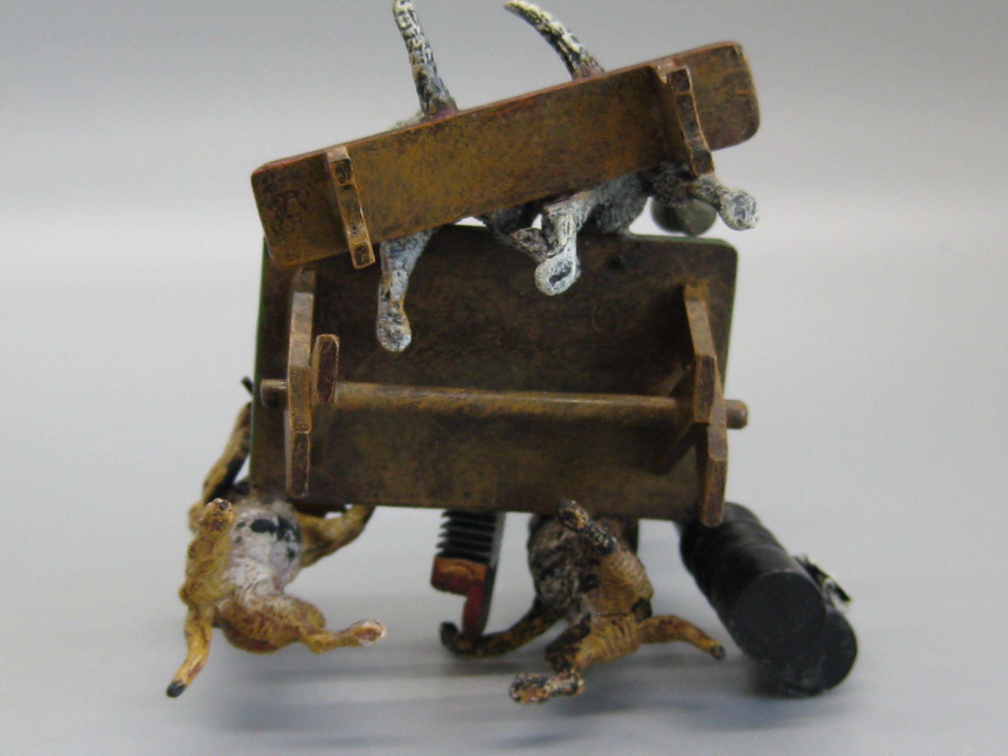 Antique Franz Bergman Austrian Vienna Bronze Cold Paint Cat and Dog Bar Scene 5