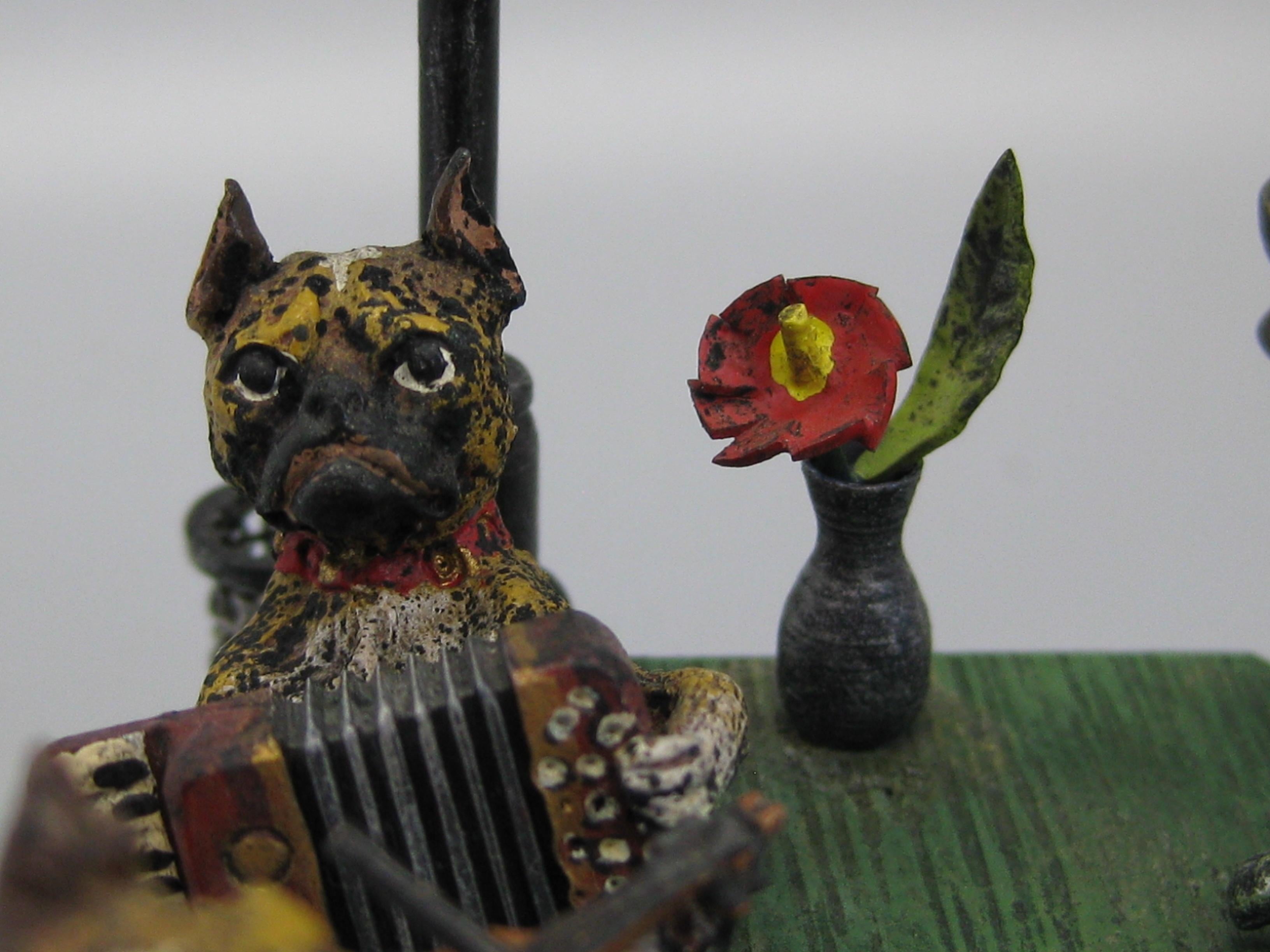 Antique Franz Bergman Austrian Vienna Bronze Cold Paint Cat and Dog Bar Scene In Excellent Condition In San Diego, CA
