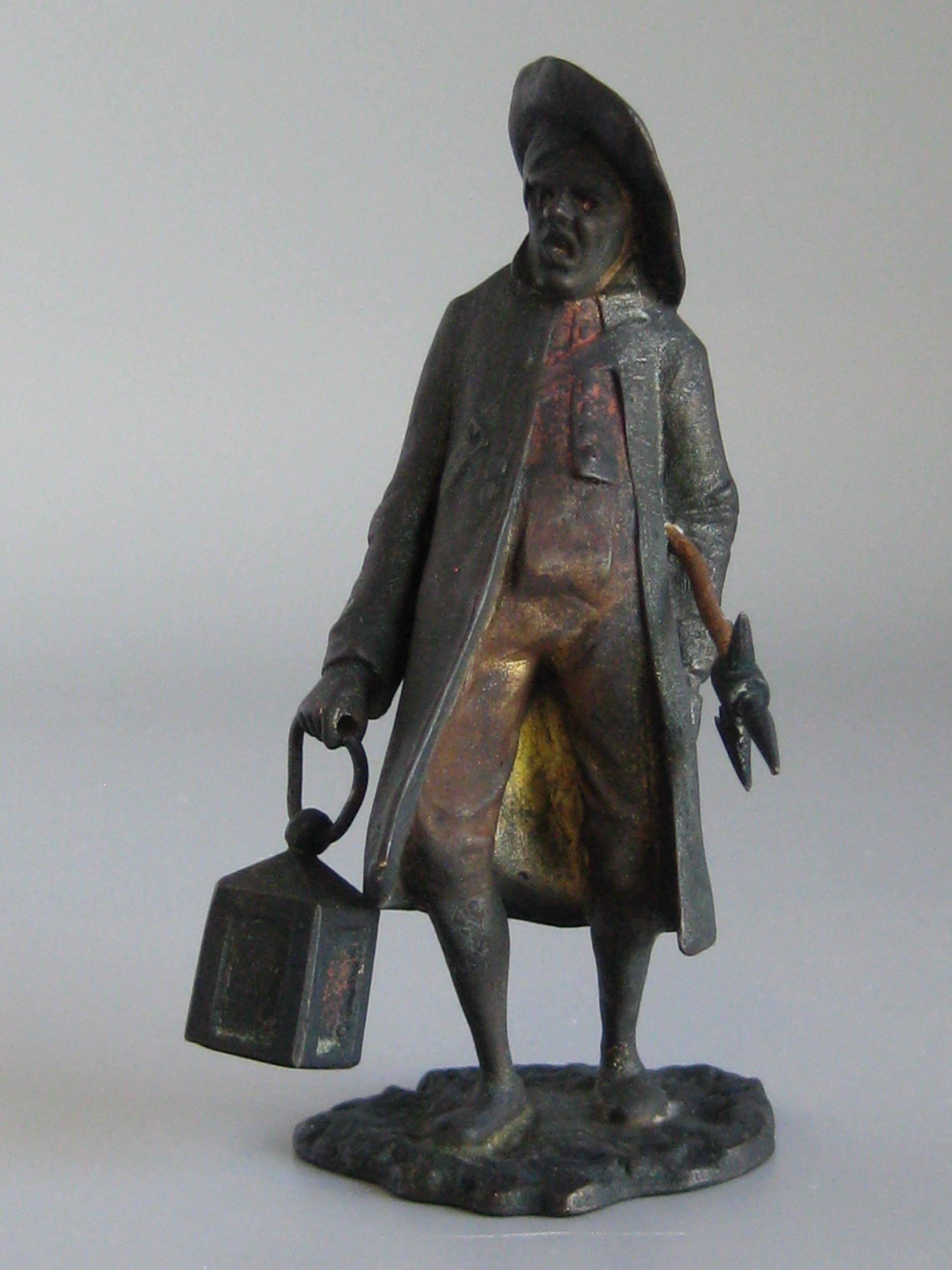 Antique Franz Bergman Austrian Vienna Bronze Cold Paint Night Watchman Figure For Sale 2