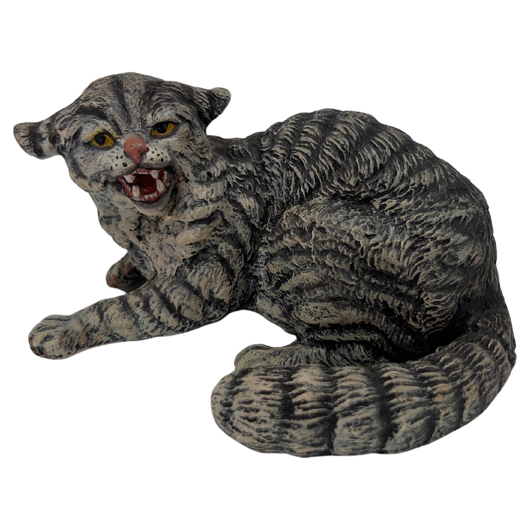 Antique Franz Bergmann Style Austrian Cold Painted Bronze Cat Sculpture