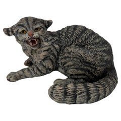 Antique Franz Bergmann Style Austrian Cold Painted Bronze Cat Sculpture