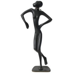 Antique Franz Hagenauer Bronze African Female Lady Dancer Sculpture Austria