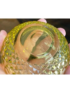 Antique Frederick Carder for Steuben Yellow Crystal Bowls & Underplates 8 Pc Set