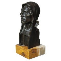 Antique Fredric Remington Bronze Bust “The Savage” C1908