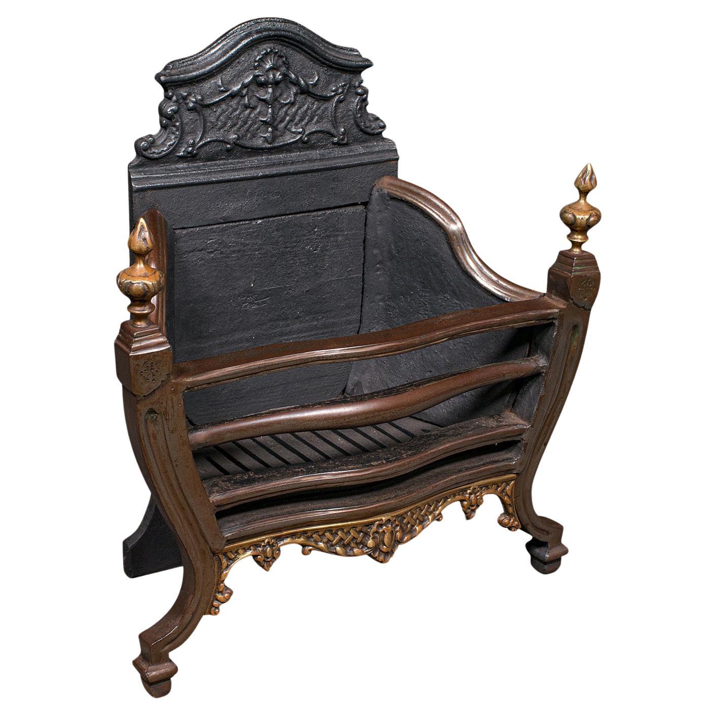 Antico cesto da fuoco a libera installazione, Inglese, Focolare, Revival georgiano, Vittoriano