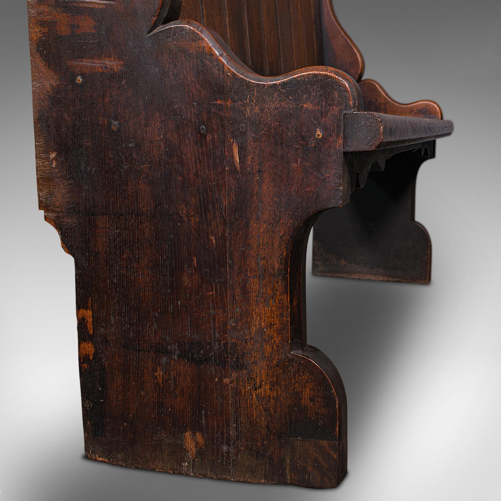 Antique Free-Standing Pew, Scottish, Oak, Bench Seat, Ecclesiastical, Victorian 7
