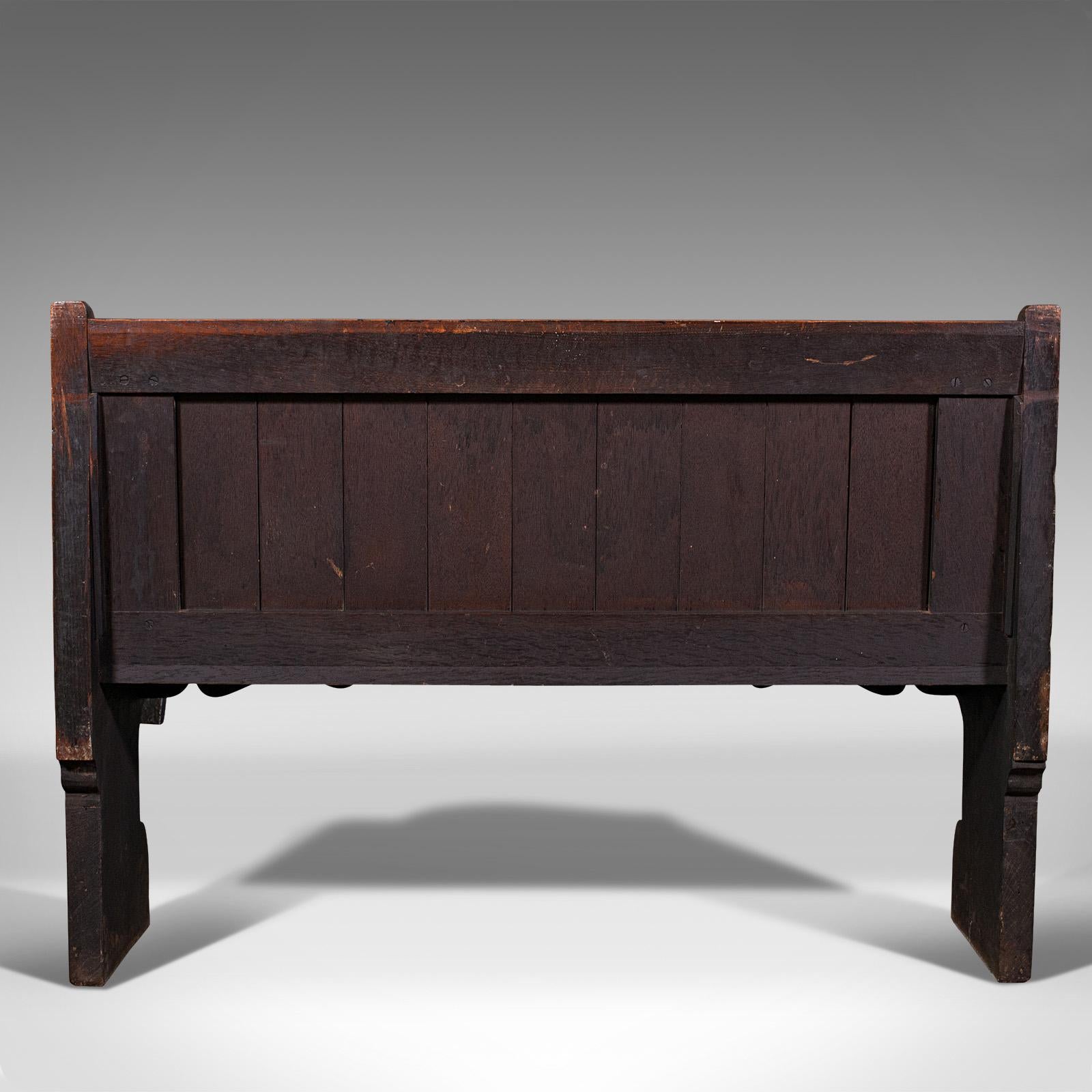 Antique Free-Standing Pew, Scottish, Oak, Bench Seat, Ecclesiastical, Victorian 1
